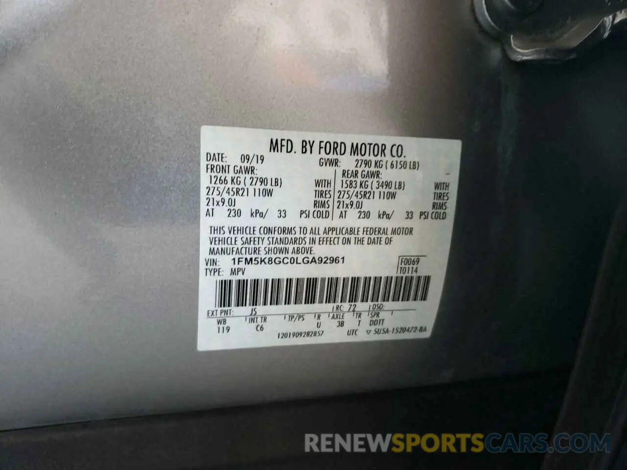 14 Photograph of a damaged car 1FM5K8GC0LGA92961 FORD EXPLORER 2020