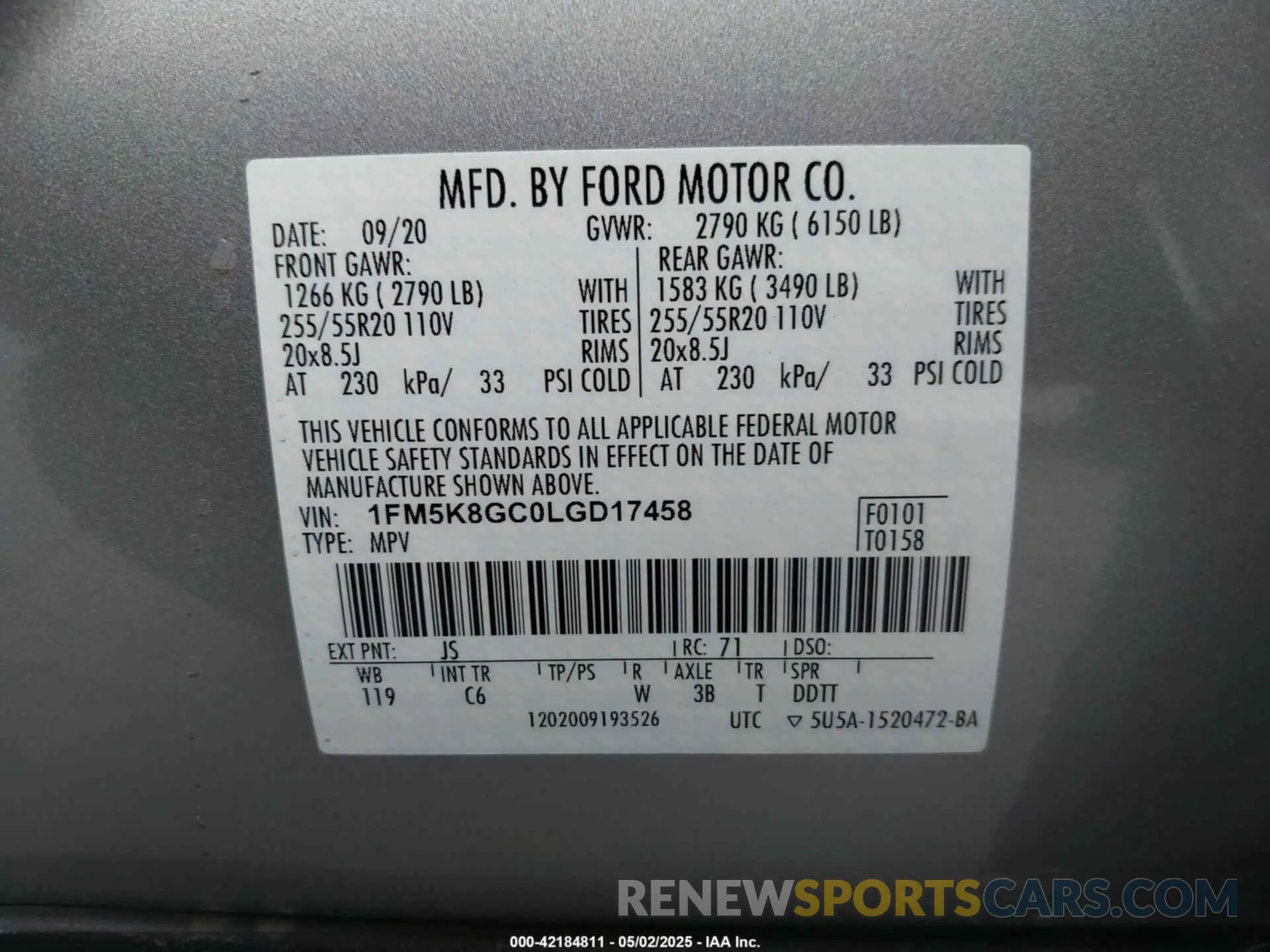 9 Photograph of a damaged car 1FM5K8GC0LGD17458 FORD EXPLORER 2020