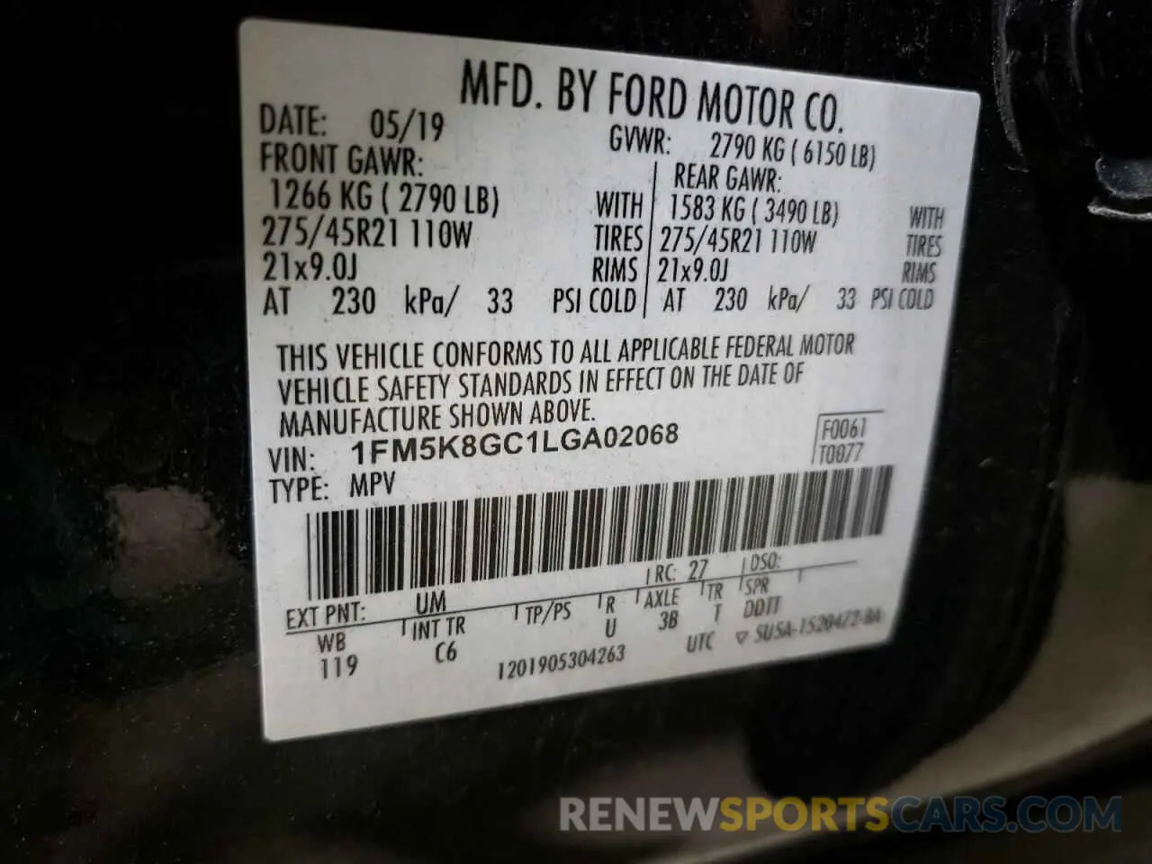 14 Photograph of a damaged car 1FM5K8GC1LGA02068 FORD EXPLORER 2020