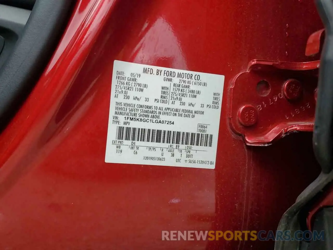 13 Photograph of a damaged car 1FM5K8GC1LGA07254 FORD EXPLORER 2020