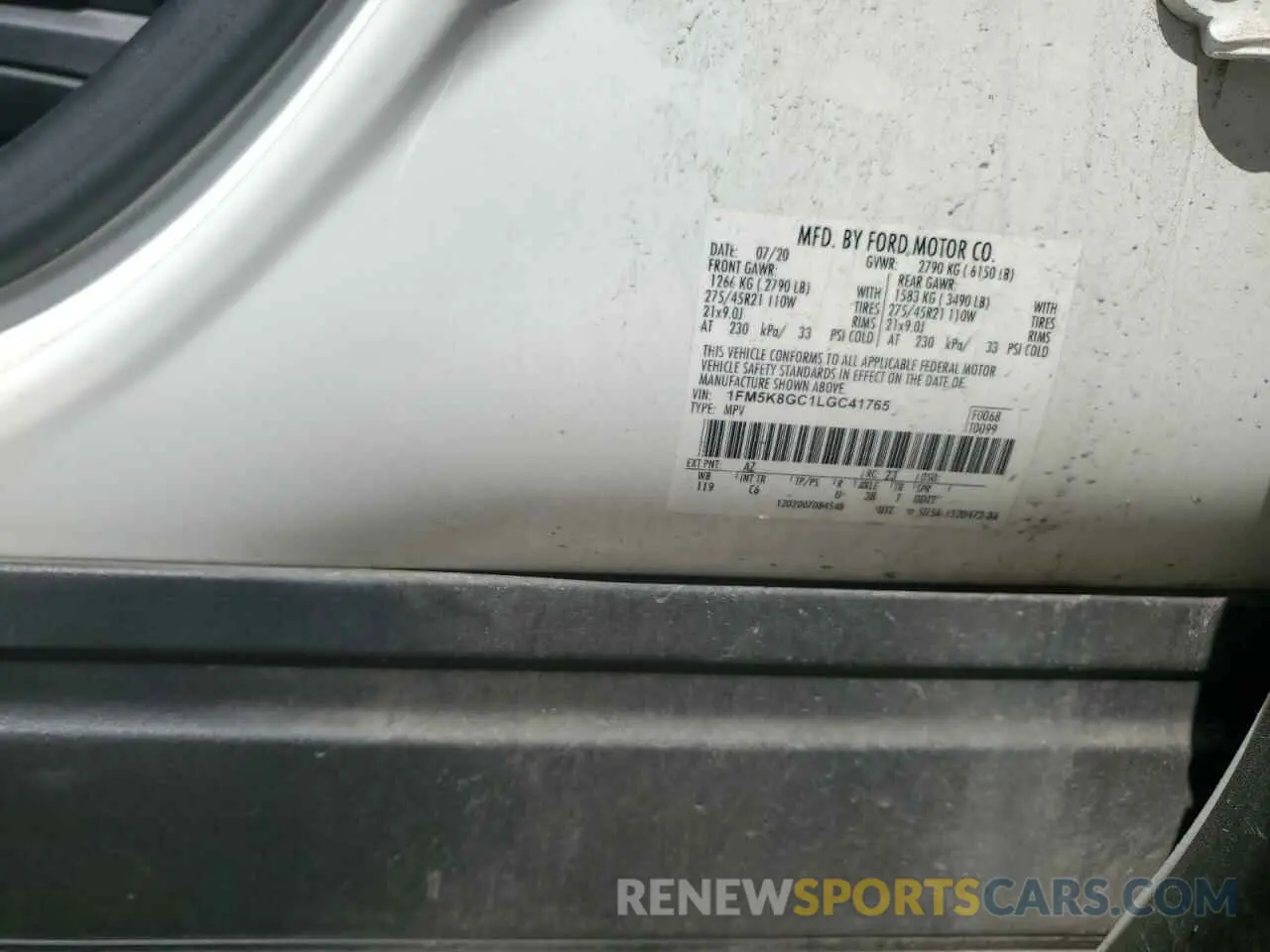 13 Photograph of a damaged car 1FM5K8GC1LGC41765 FORD EXPLORER 2020