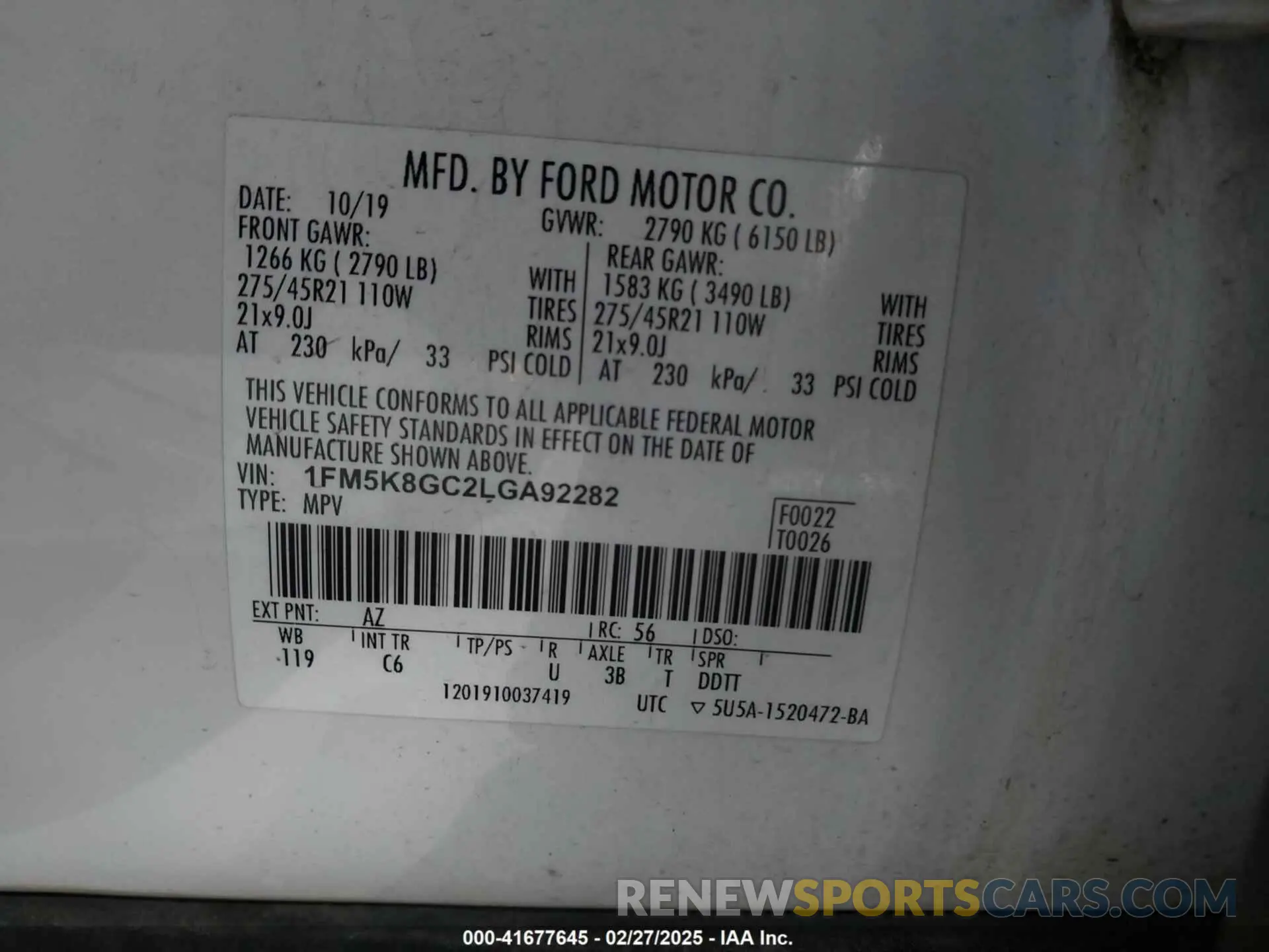 9 Photograph of a damaged car 1FM5K8GC2LGA92282 FORD EXPLORER 2020