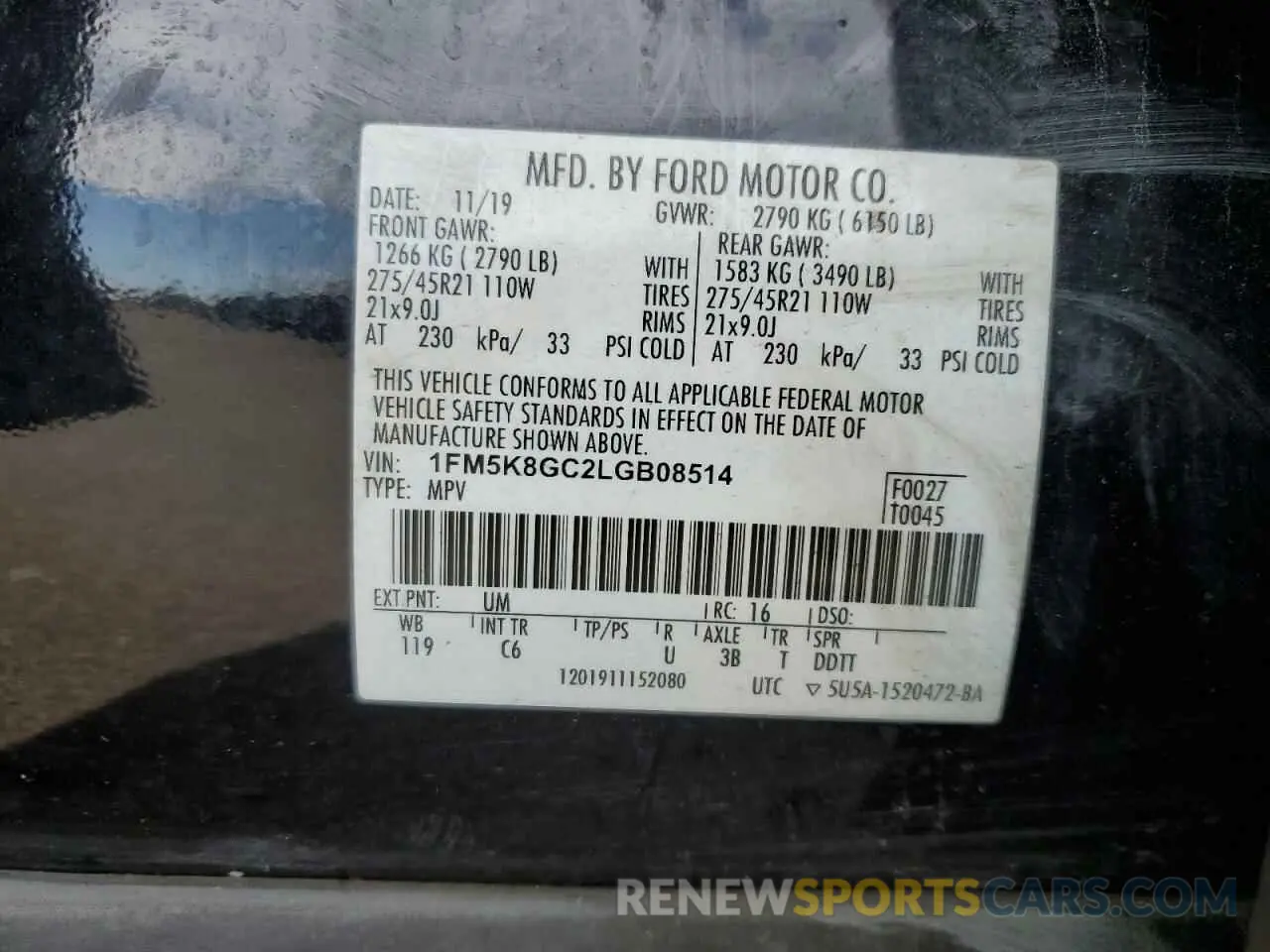 13 Photograph of a damaged car 1FM5K8GC2LGB08514 FORD EXPLORER 2020