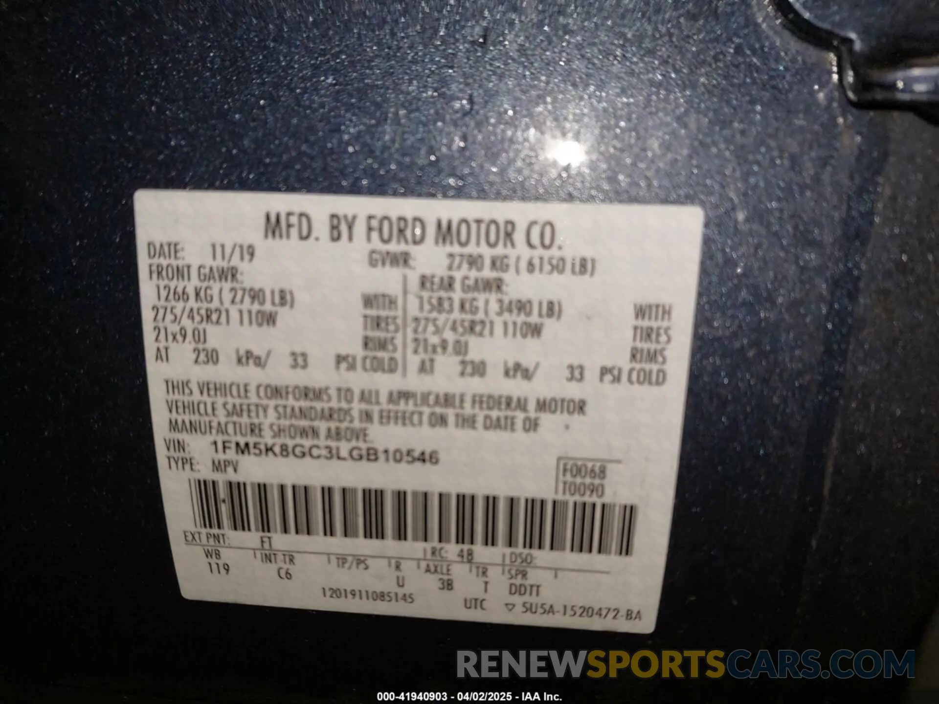 9 Photograph of a damaged car 1FM5K8GC3LGB10546 FORD EXPLORER 2020