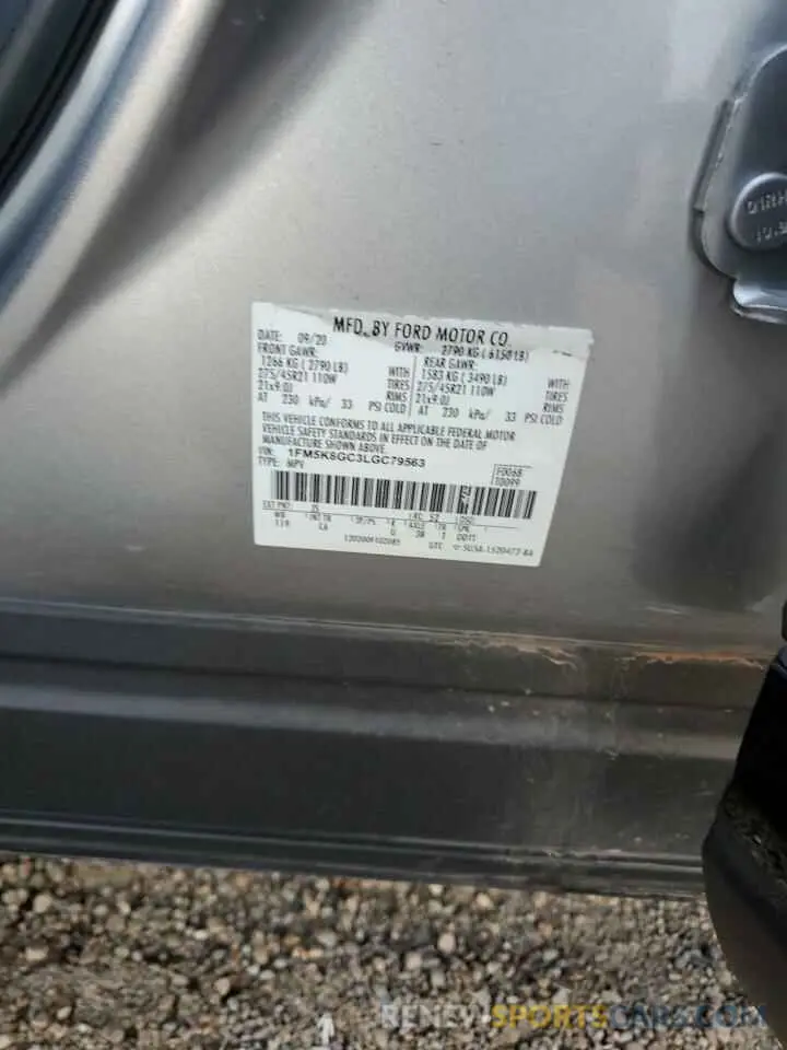 14 Photograph of a damaged car 1FM5K8GC3LGC79563 FORD EXPLORER 2020