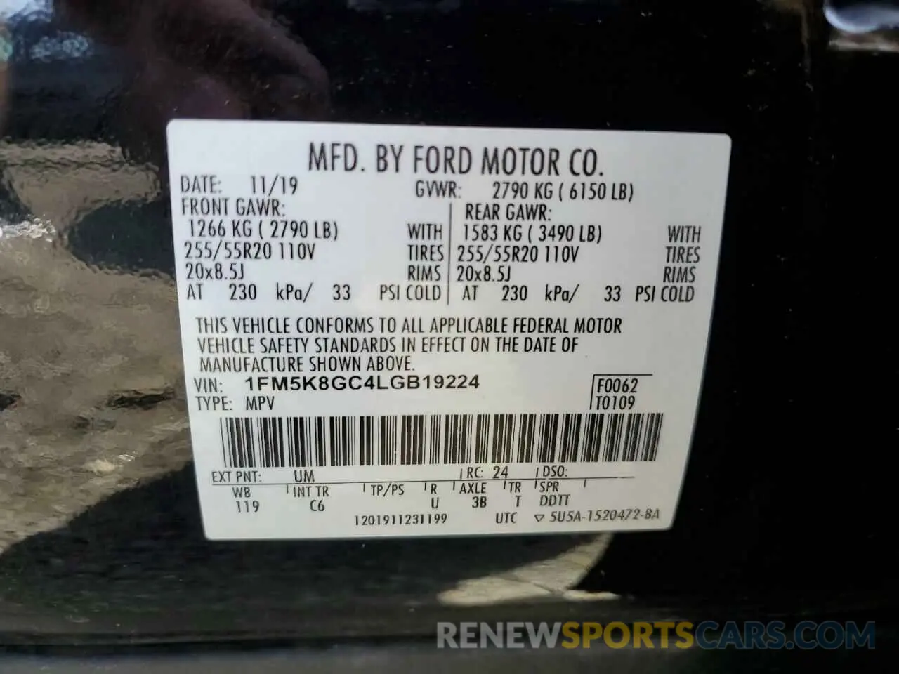 13 Photograph of a damaged car 1FM5K8GC4LGB19224 FORD EXPLORER 2020