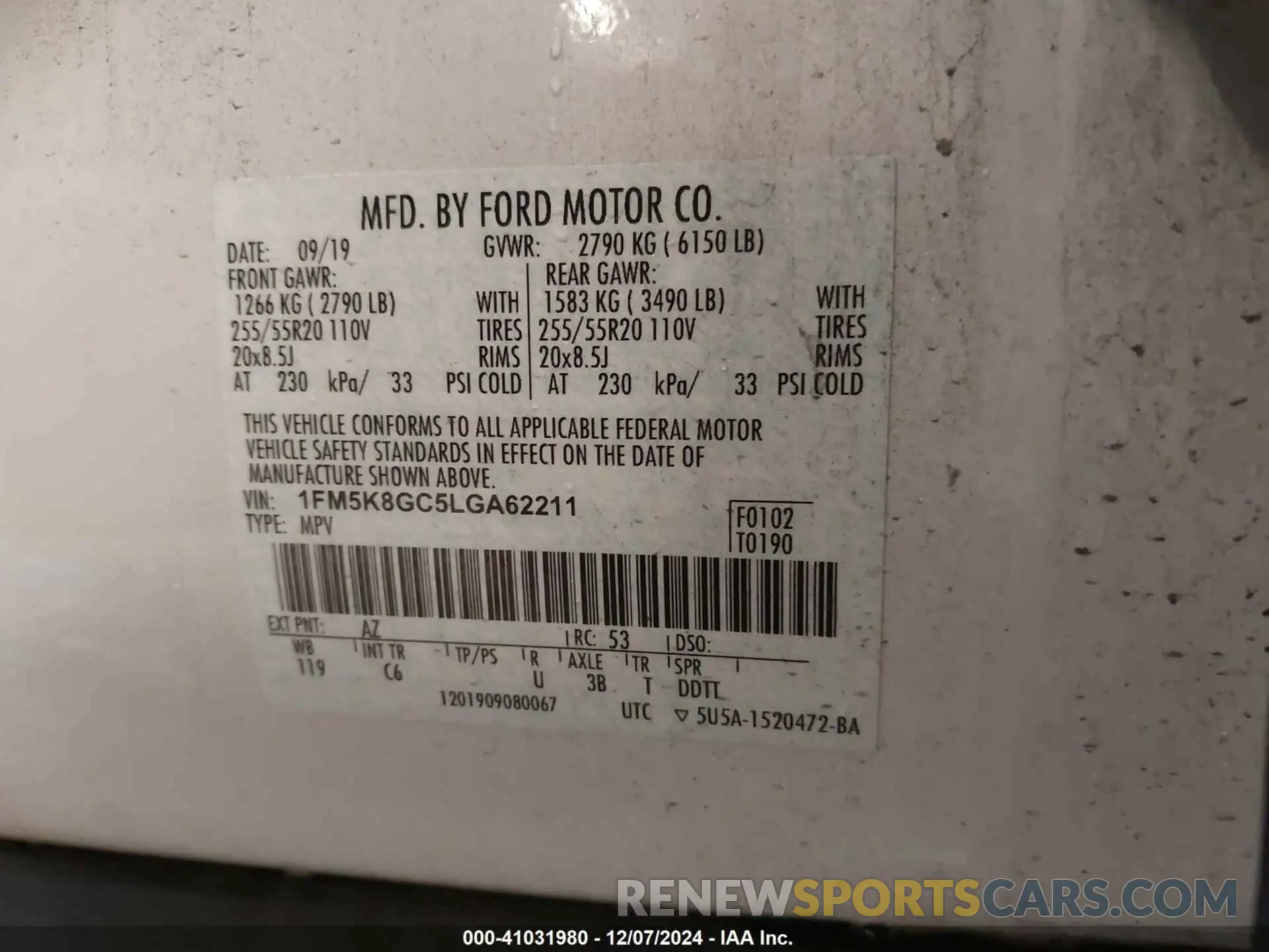 9 Photograph of a damaged car 1FM5K8GC5LGA62211 FORD EXPLORER 2020
