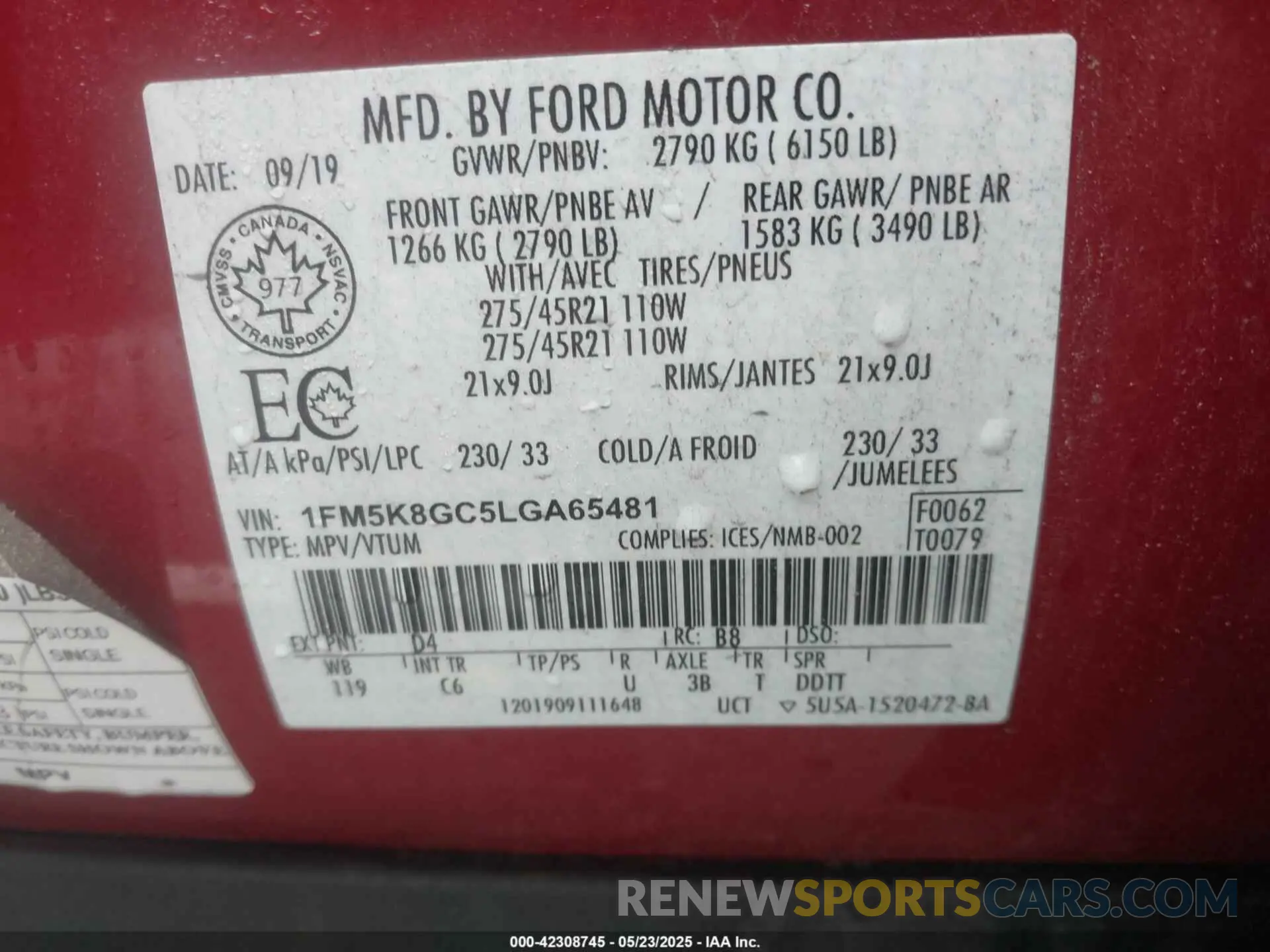 9 Photograph of a damaged car 1FM5K8GC5LGA65481 FORD EXPLORER 2020