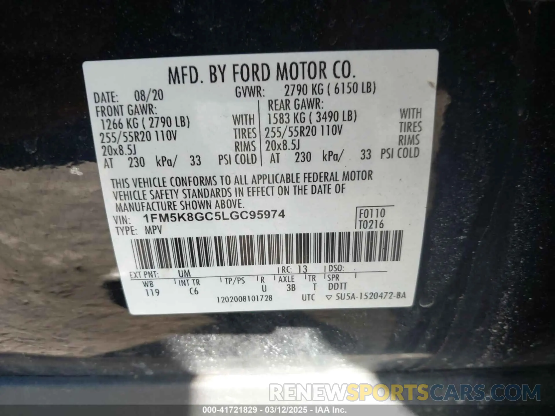 9 Photograph of a damaged car 1FM5K8GC5LGC95974 FORD EXPLORER 2020