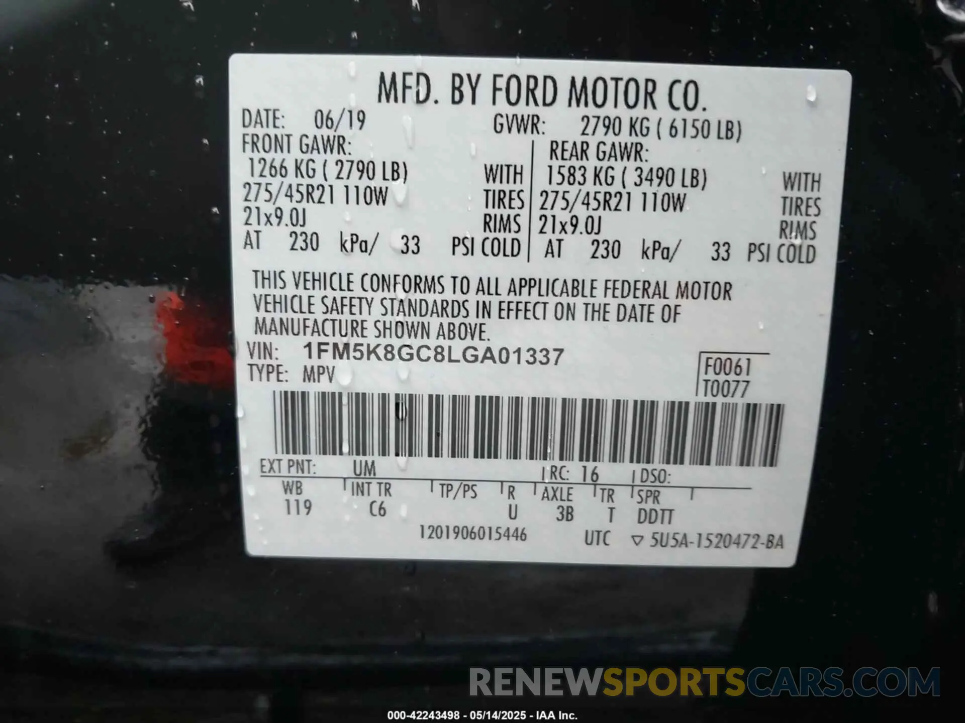 9 Photograph of a damaged car 1FM5K8GC8LGA01337 FORD EXPLORER 2020