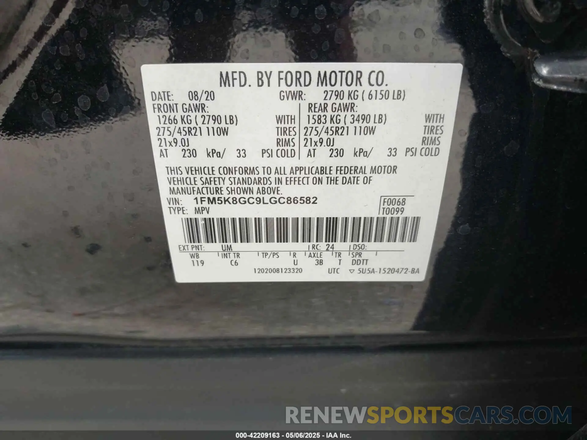 9 Photograph of a damaged car 1FM5K8GC9LGC86582 FORD EXPLORER 2020