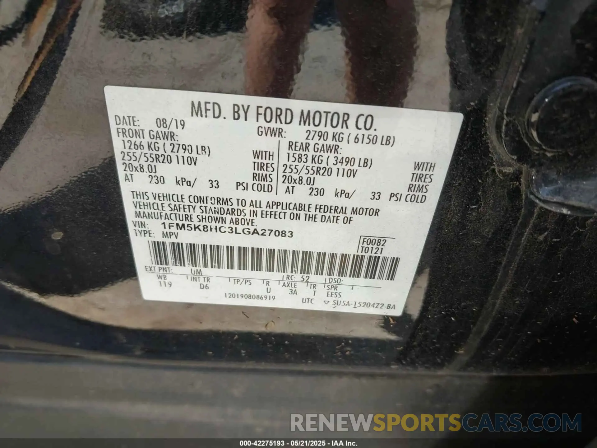 9 Photograph of a damaged car 1FM5K8HC3LGA27083 FORD EXPLORER 2020