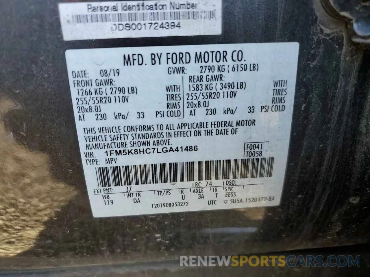 13 Photograph of a damaged car 1FM5K8HC7LGA41486 FORD EXPLORER 2020