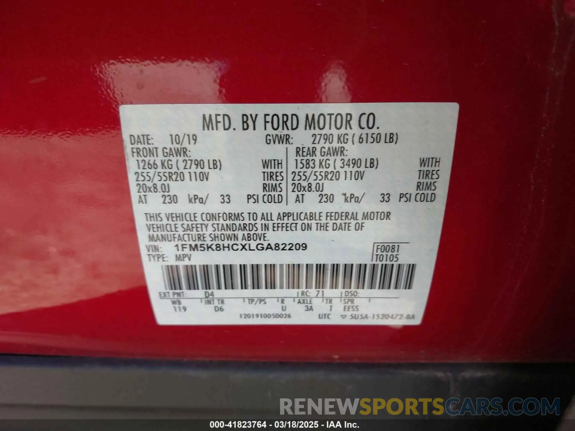 9 Photograph of a damaged car 1FM5K8HCXLGA82209 FORD EXPLORER 2020