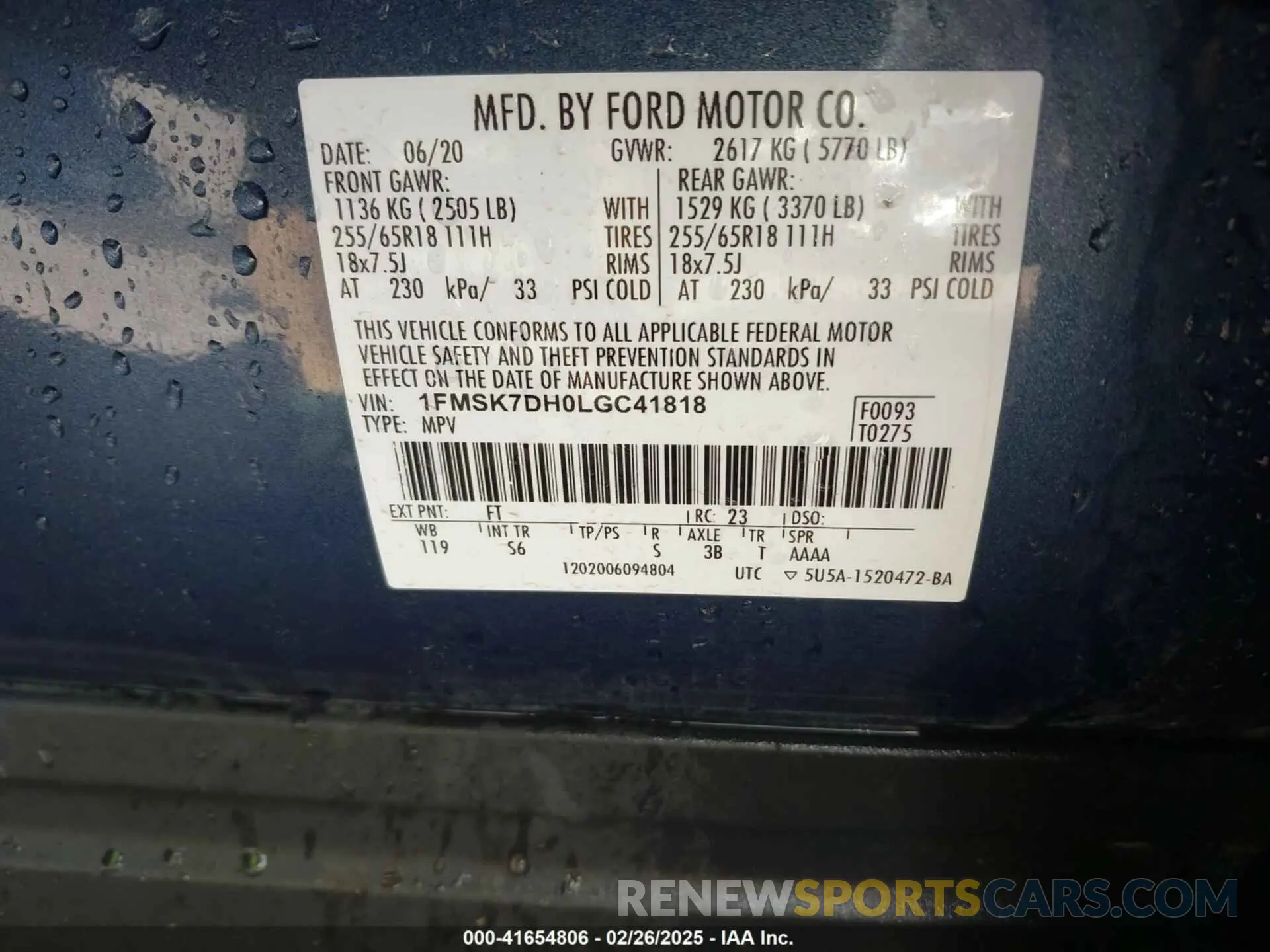 9 Photograph of a damaged car 1FMSK7DH0LGC41818 FORD EXPLORER 2020