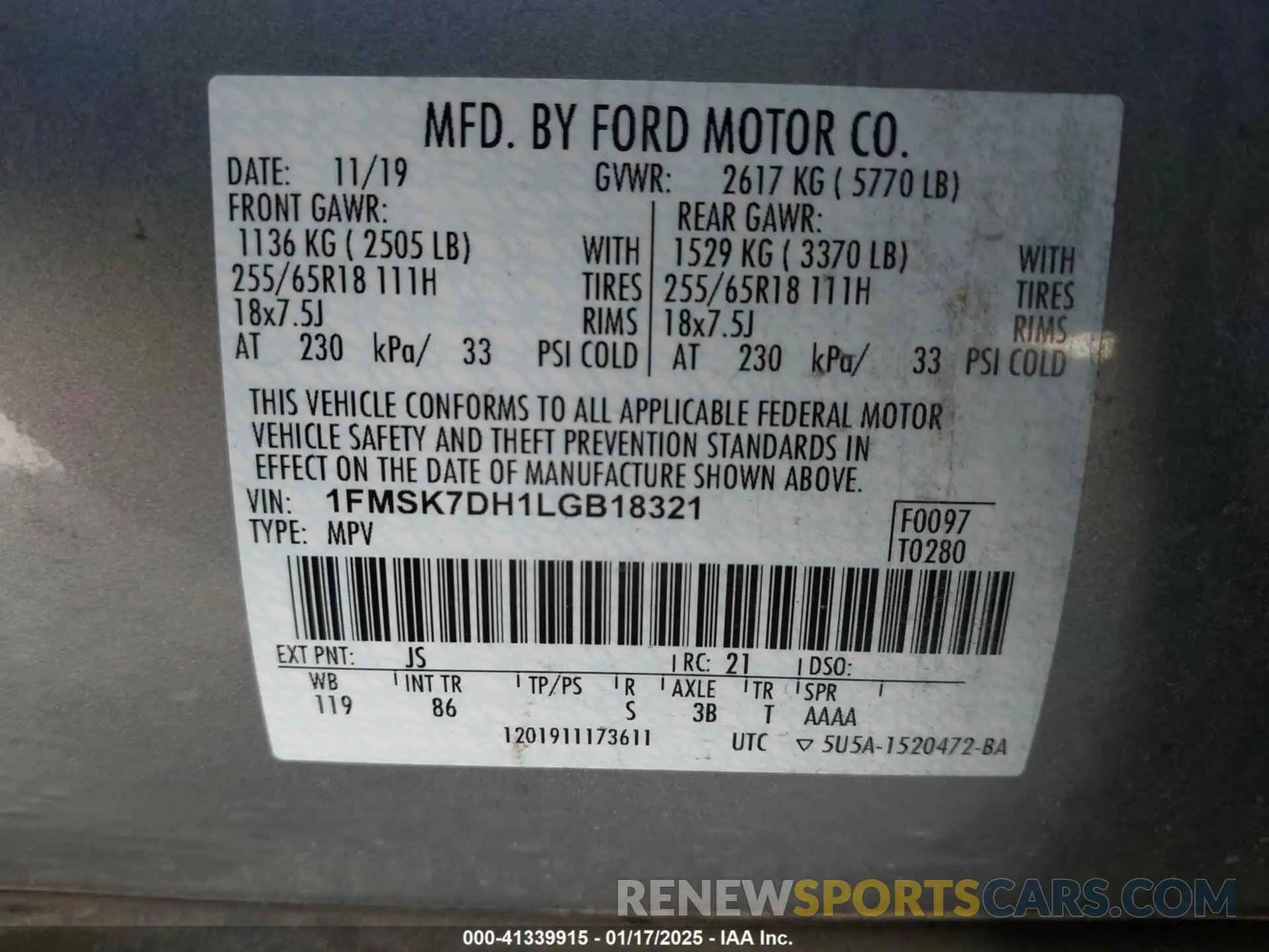 9 Photograph of a damaged car 1FMSK7DH1LGB18321 FORD EXPLORER 2020