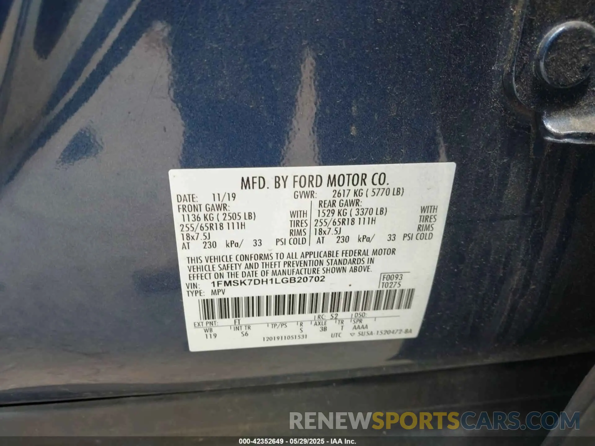 9 Photograph of a damaged car 1FMSK7DH1LGB20702 FORD EXPLORER 2020