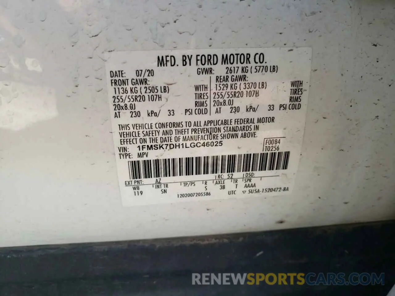 12 Photograph of a damaged car 1FMSK7DH1LGC46025 FORD EXPLORER 2020