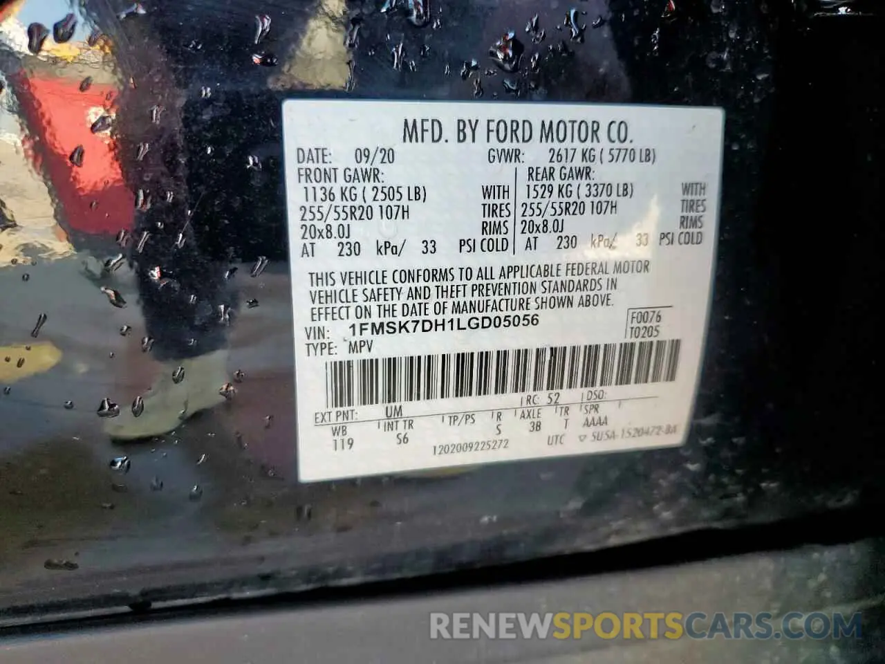13 Photograph of a damaged car 1FMSK7DH1LGD05056 FORD EXPLORER 2020