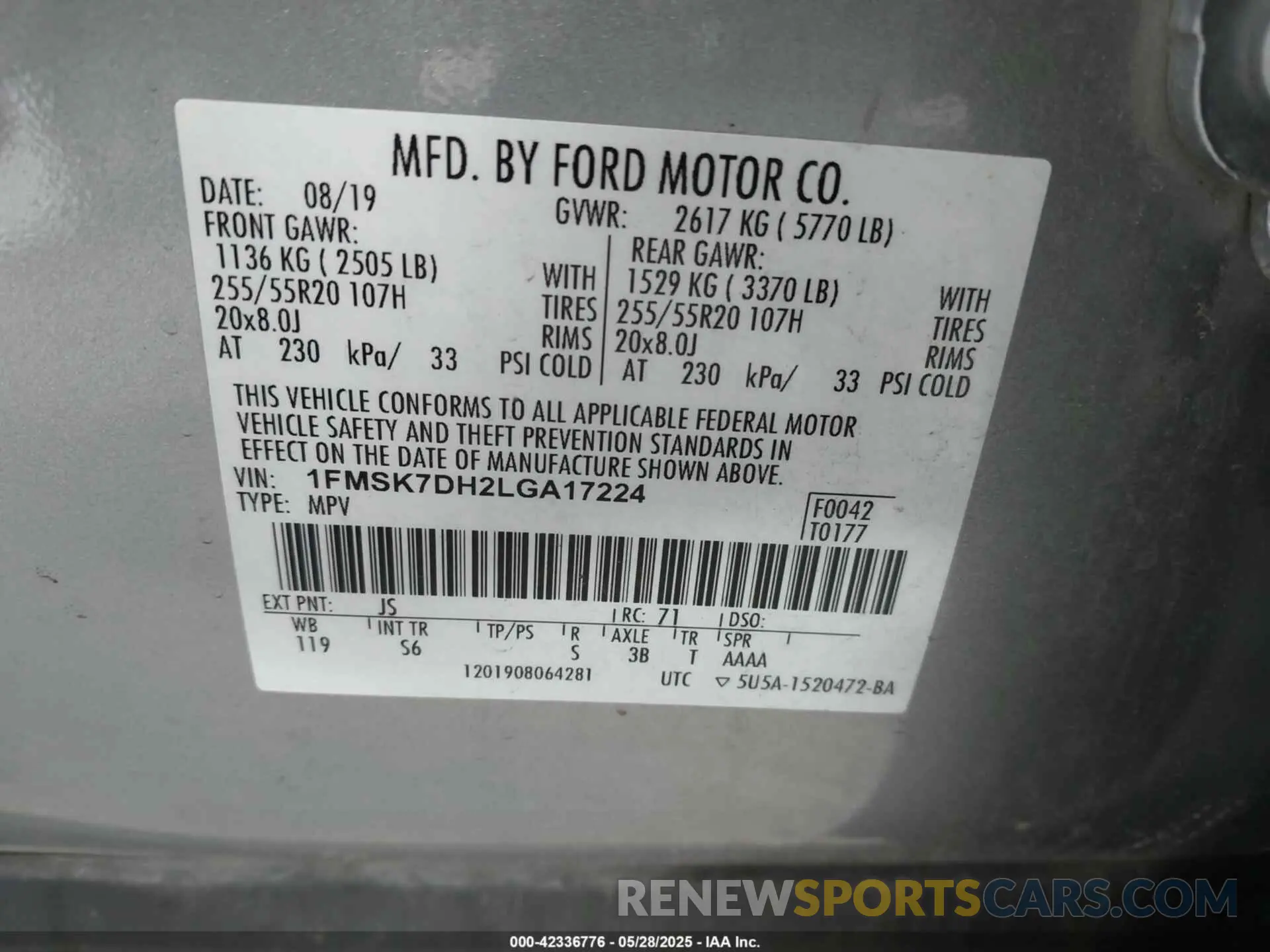 9 Photograph of a damaged car 1FMSK7DH2LGA17224 FORD EXPLORER 2020