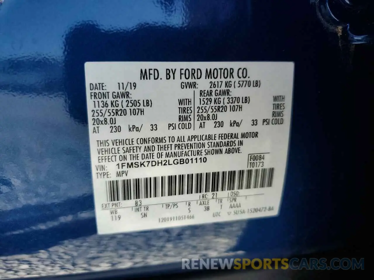 13 Photograph of a damaged car 1FMSK7DH2LGB01110 FORD EXPLORER 2020