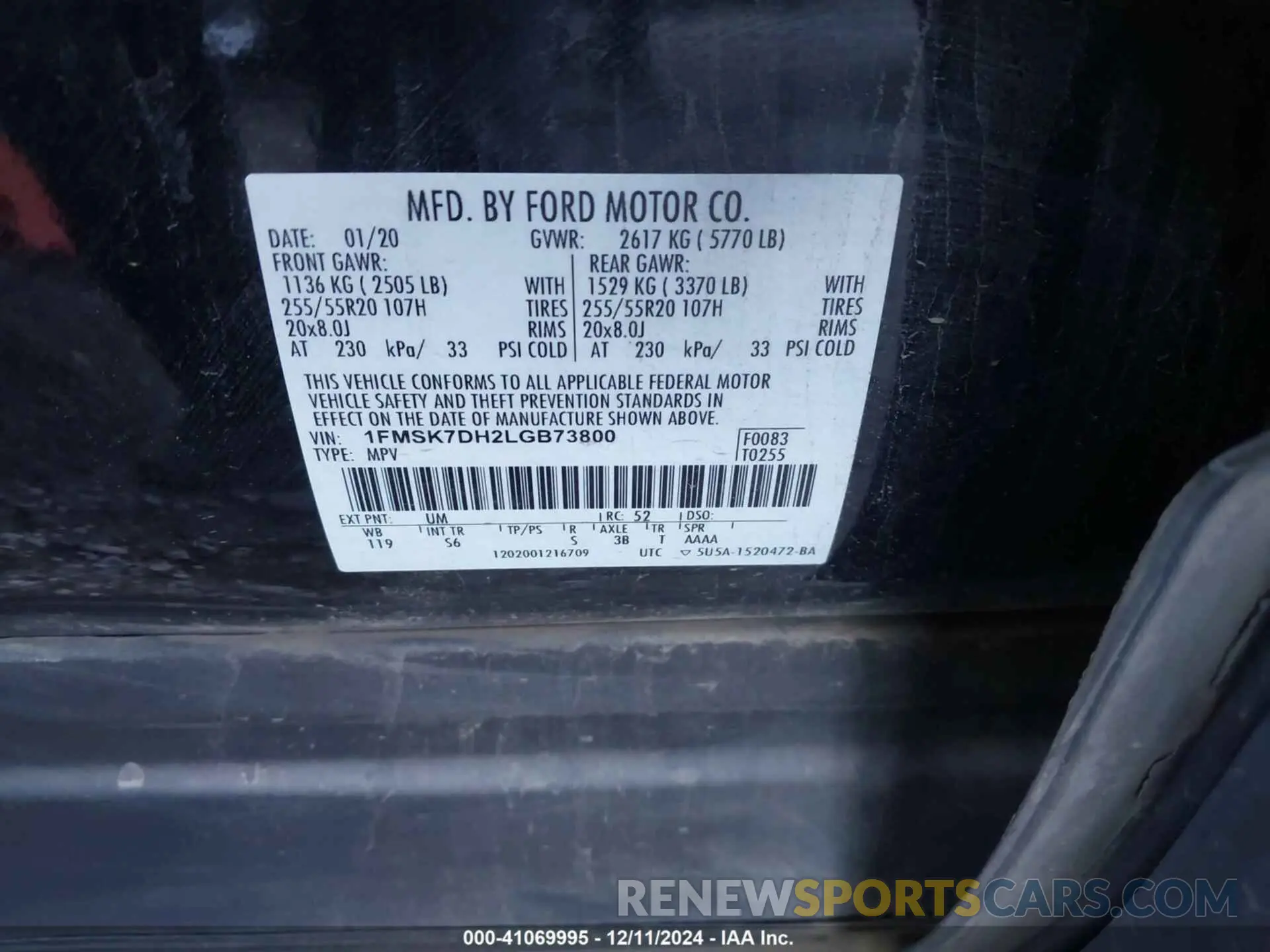 9 Photograph of a damaged car 1FMSK7DH2LGB73800 FORD EXPLORER 2020