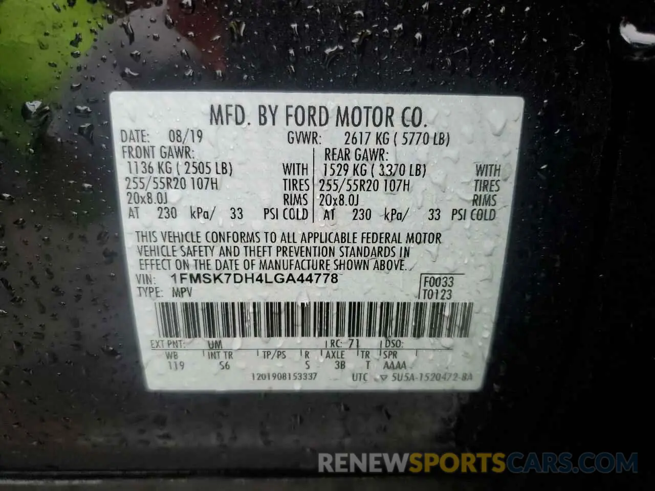 15 Photograph of a damaged car 1FMSK7DH4LGA44778 FORD EXPLORER 2020