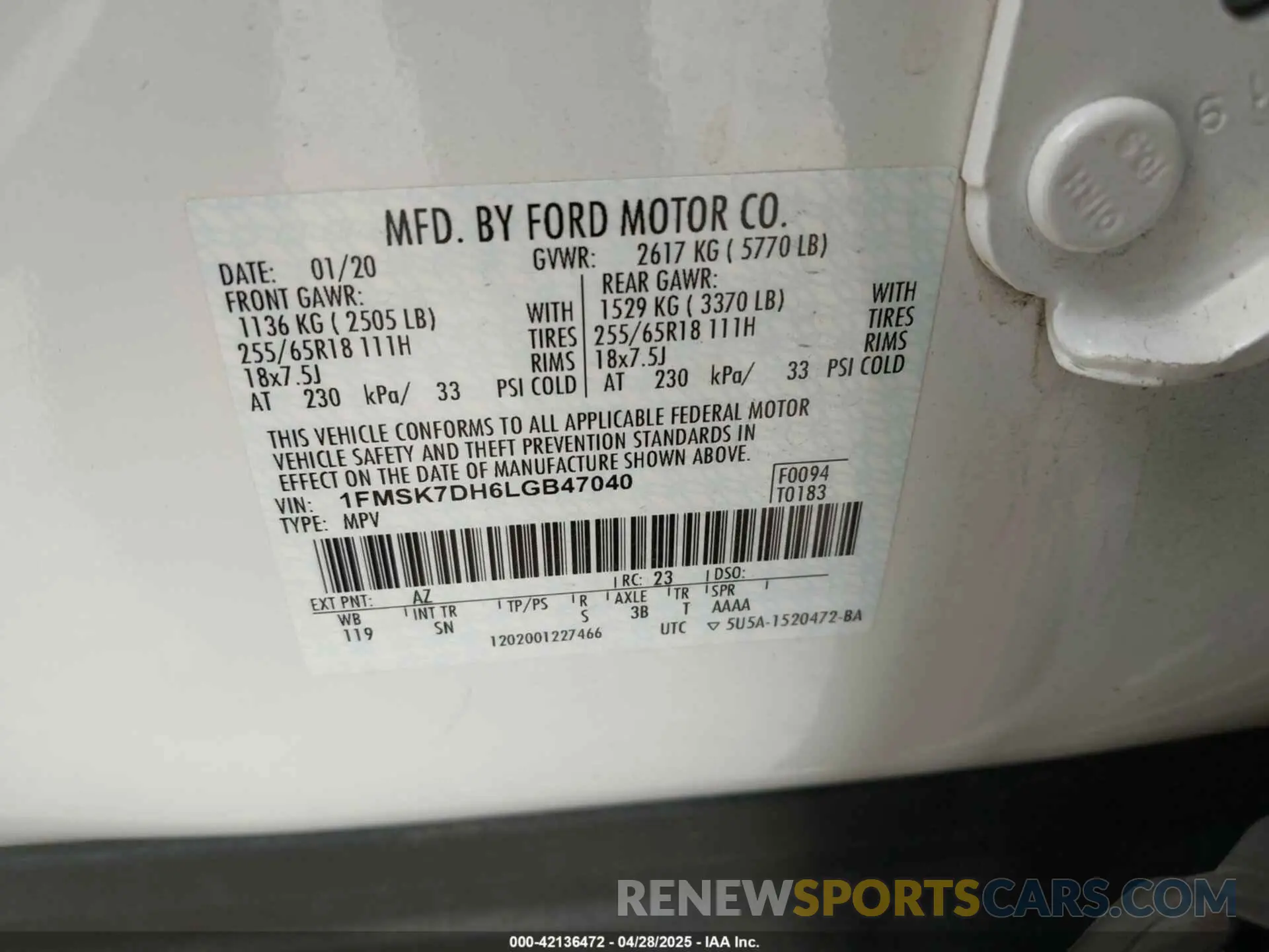 9 Photograph of a damaged car 1FMSK7DH6LGB47040 FORD EXPLORER 2020
