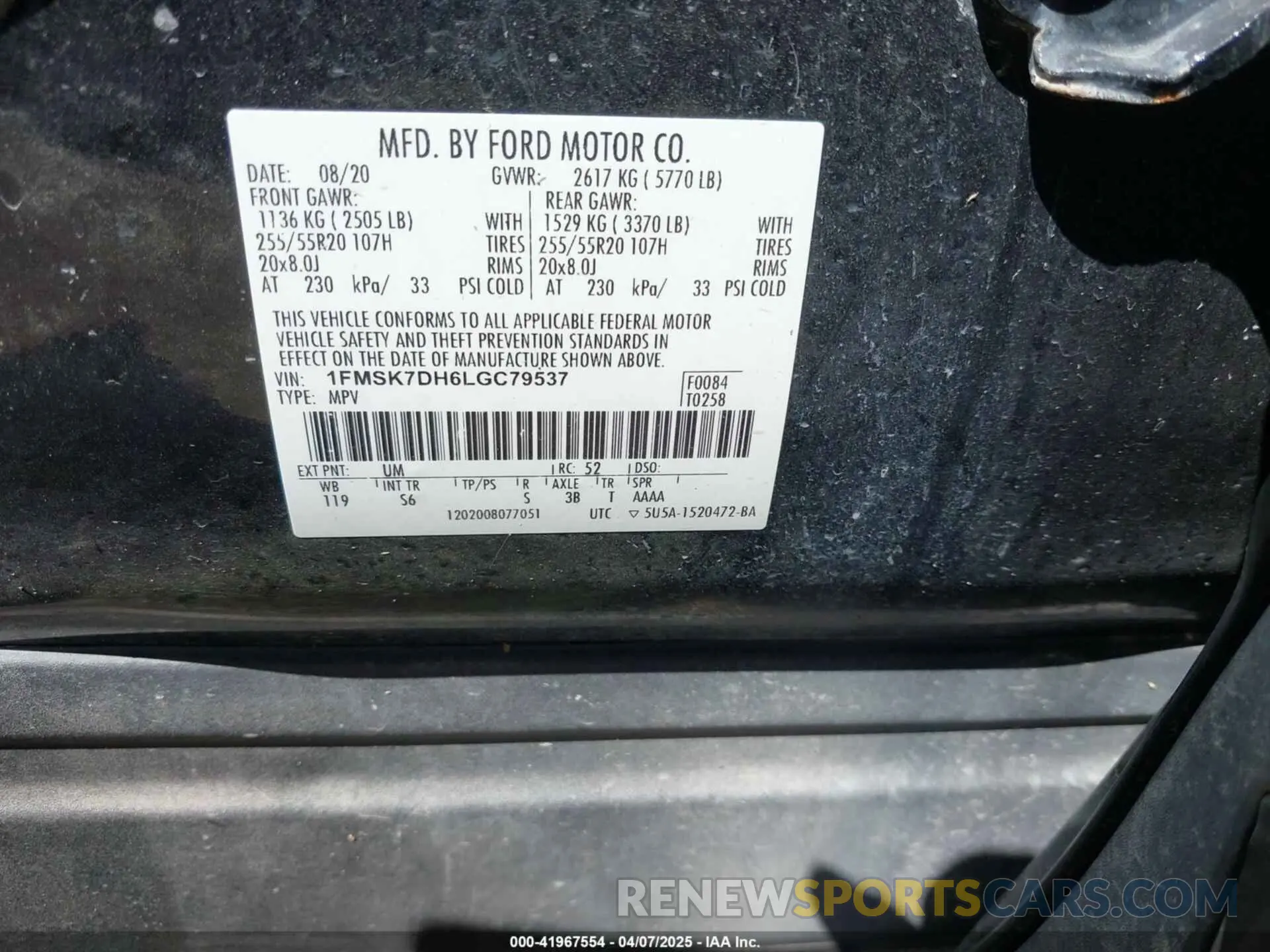 9 Photograph of a damaged car 1FMSK7DH6LGC79537 FORD EXPLORER 2020