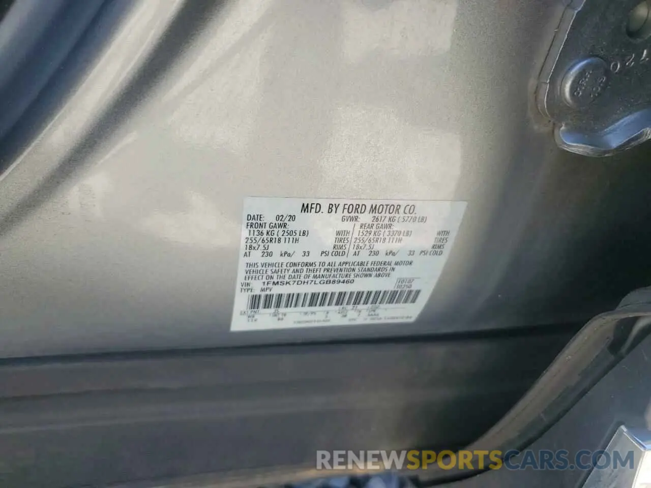 13 Photograph of a damaged car 1FMSK7DH7LGB89460 FORD EXPLORER 2020