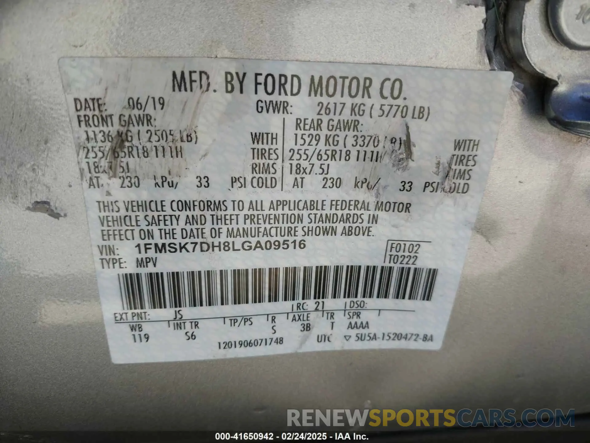 9 Photograph of a damaged car 1FMSK7DH8LGA09516 FORD EXPLORER 2020
