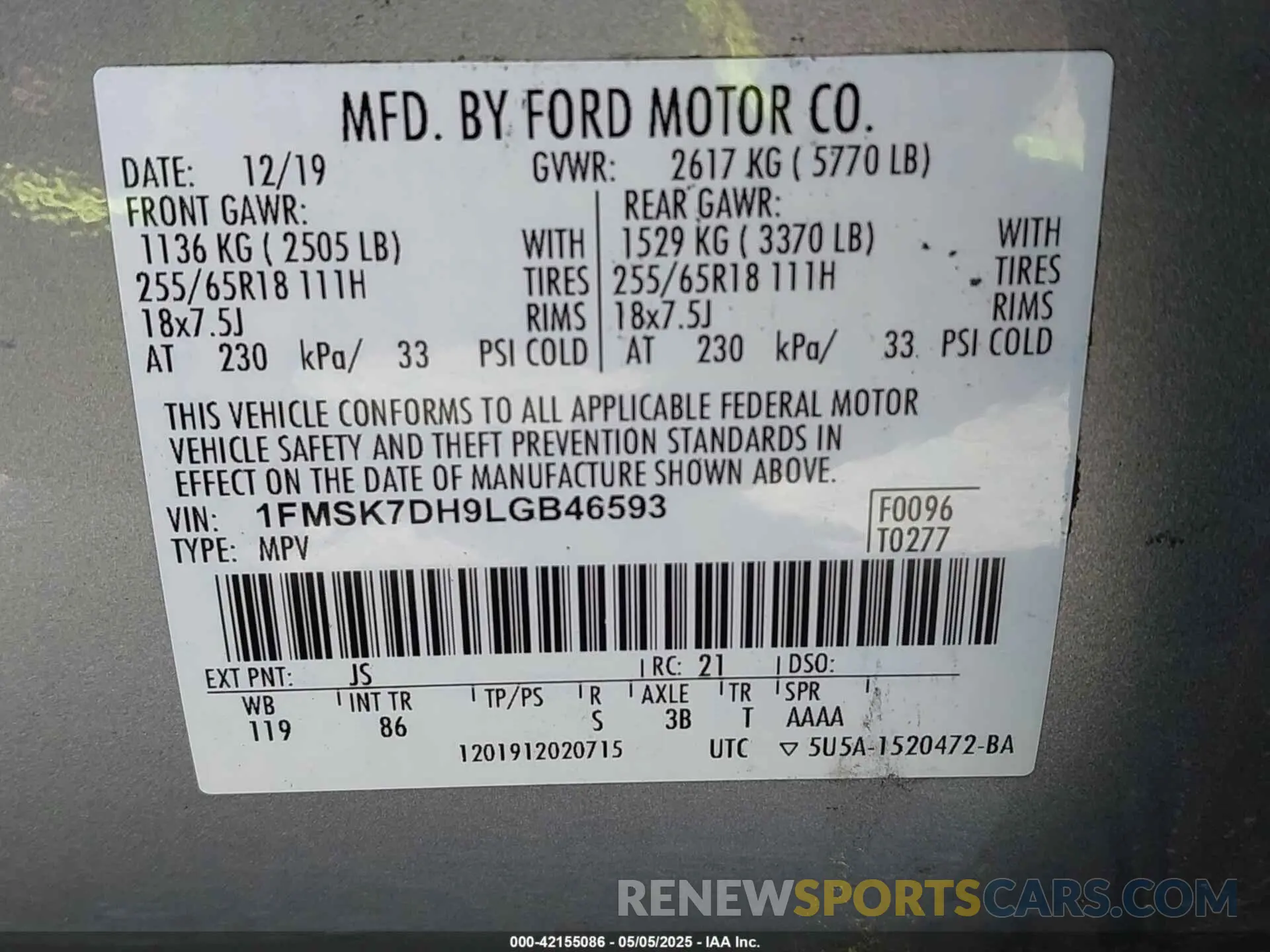 9 Photograph of a damaged car 1FMSK7DH9LGB46593 FORD EXPLORER 2020
