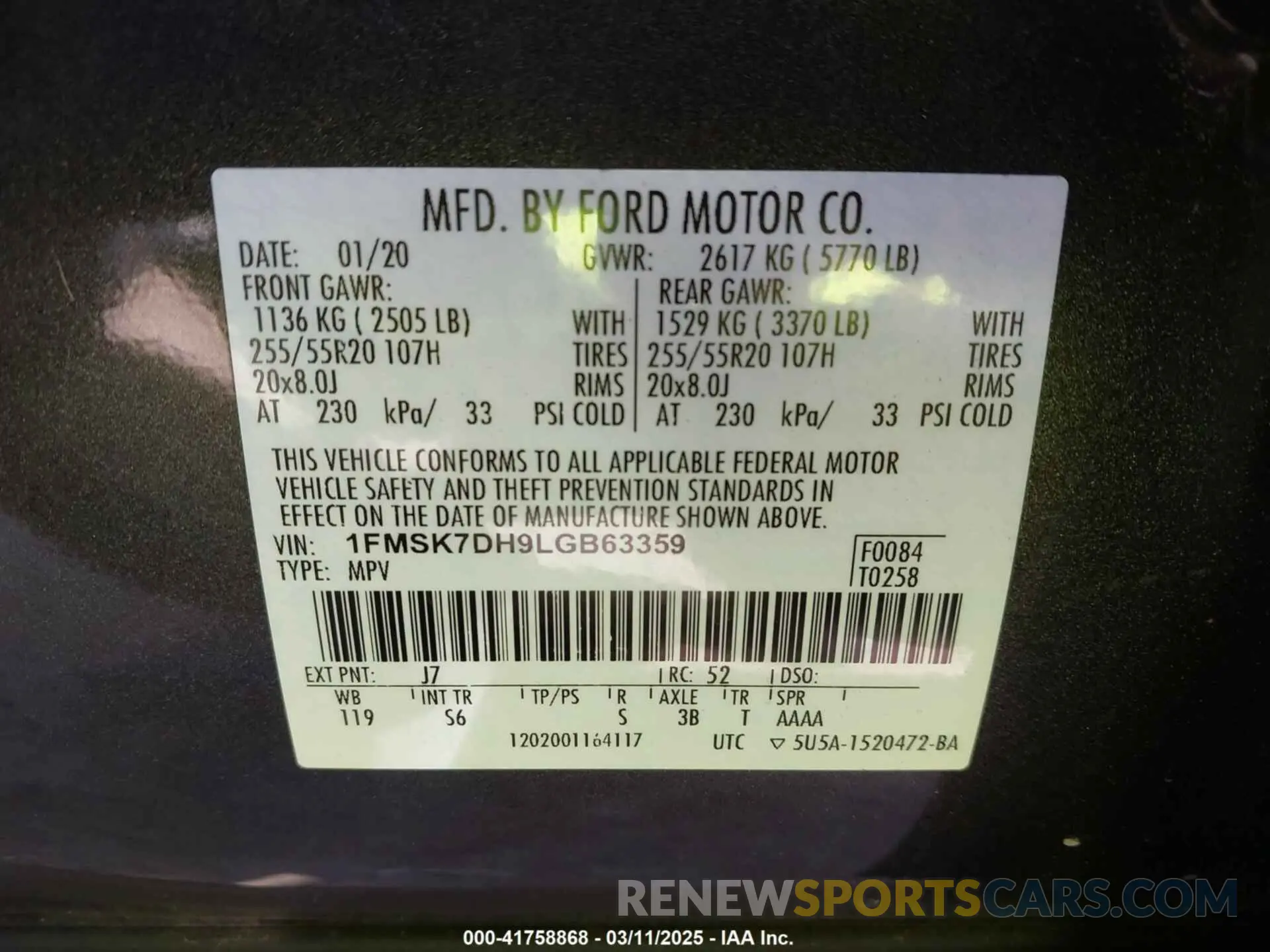 9 Photograph of a damaged car 1FMSK7DH9LGB63359 FORD EXPLORER 2020