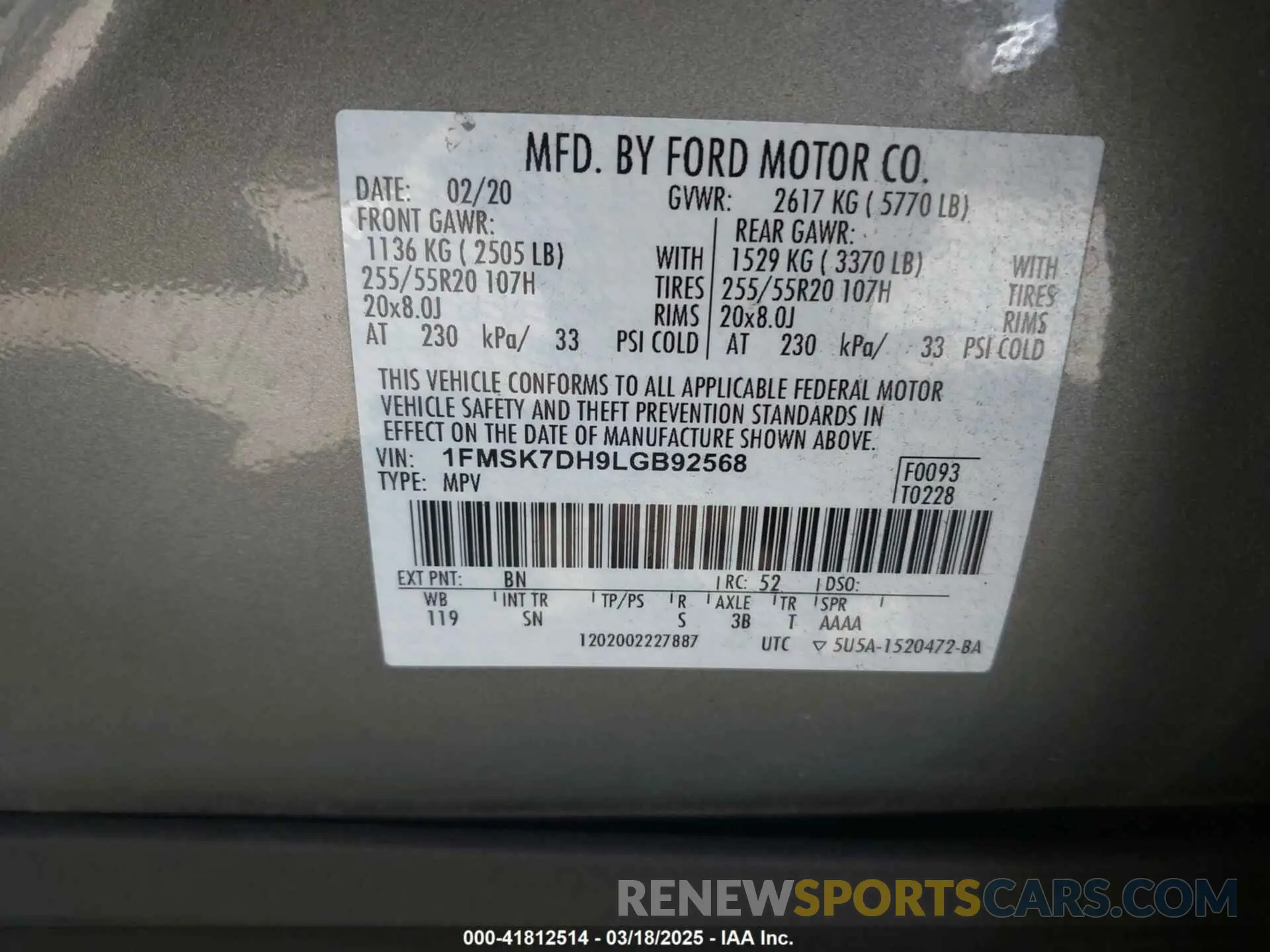 9 Photograph of a damaged car 1FMSK7DH9LGB92568 FORD EXPLORER 2020