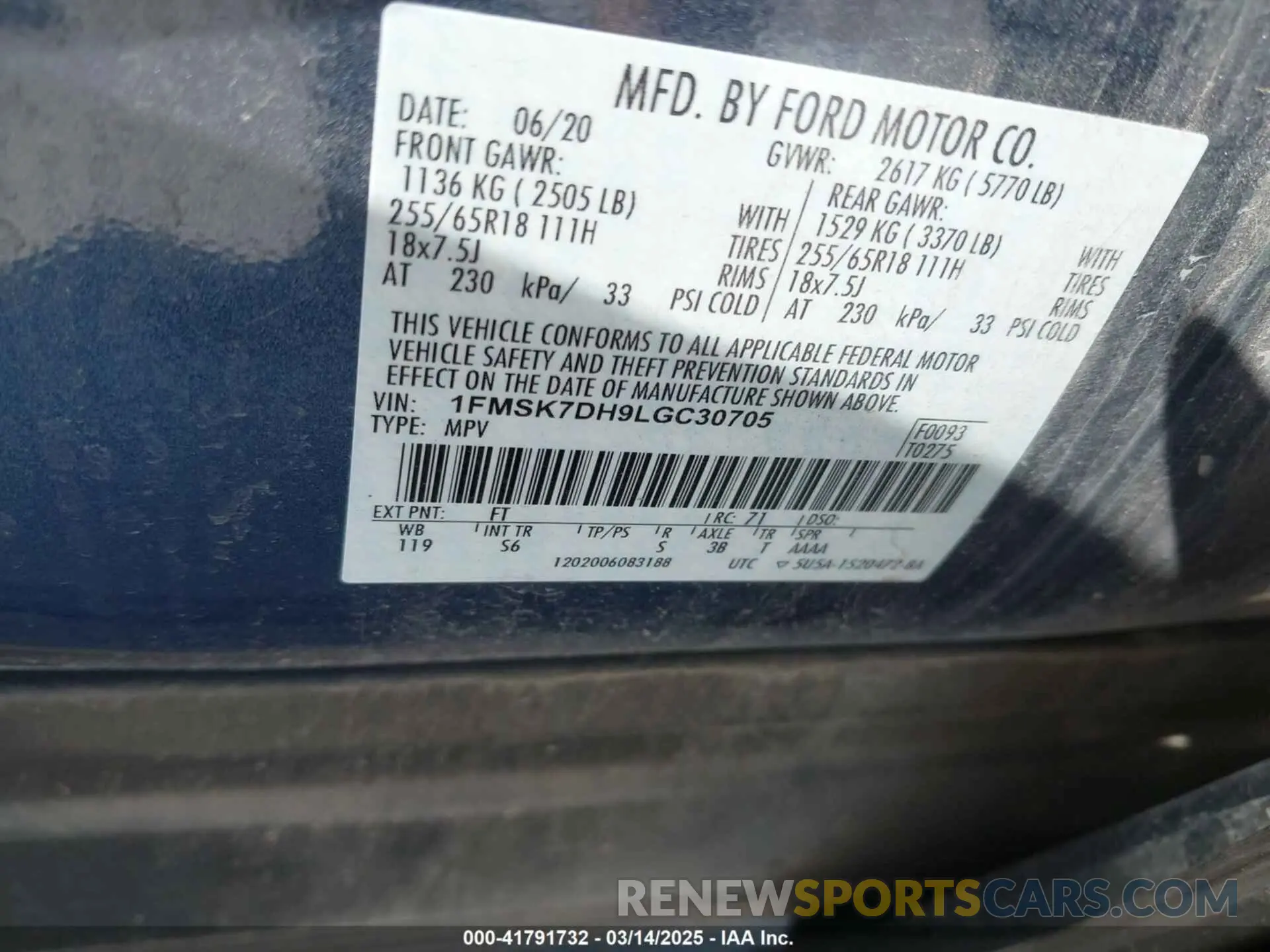9 Photograph of a damaged car 1FMSK7DH9LGC30705 FORD EXPLORER 2020