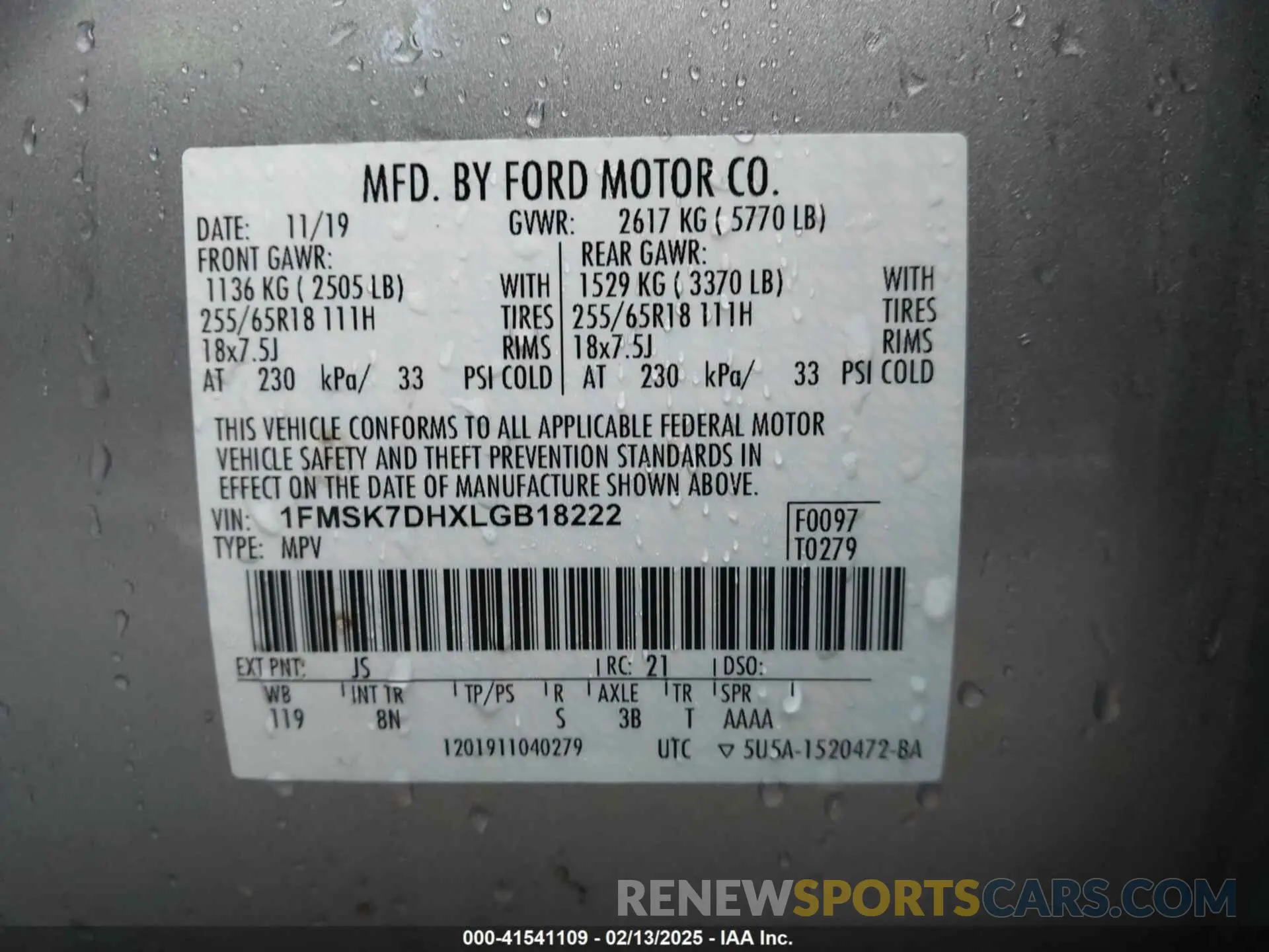 9 Photograph of a damaged car 1FMSK7DHXLGB18222 FORD EXPLORER 2020