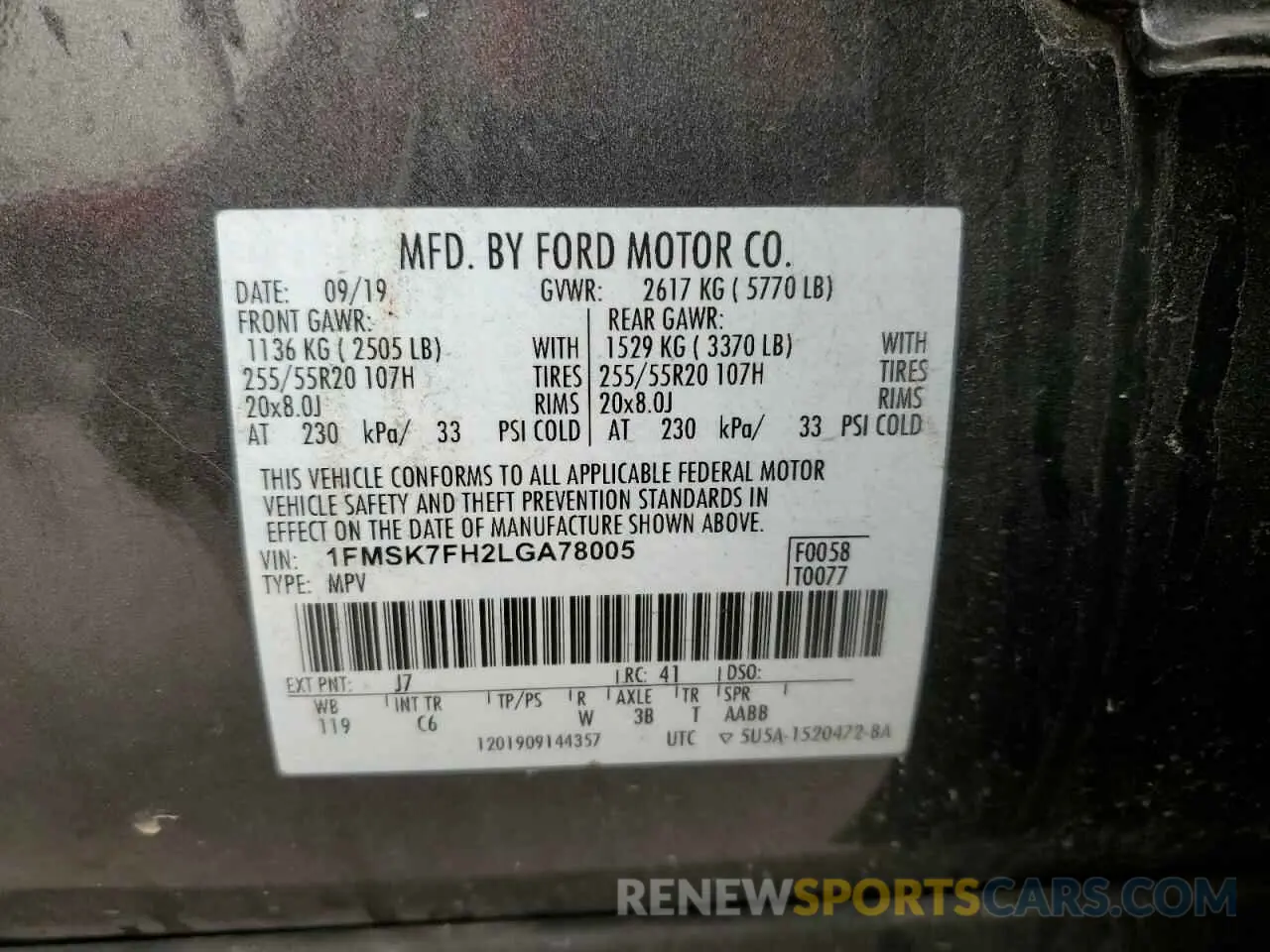 15 Photograph of a damaged car 1FMSK7FH2LGA78005 FORD EXPLORER 2020