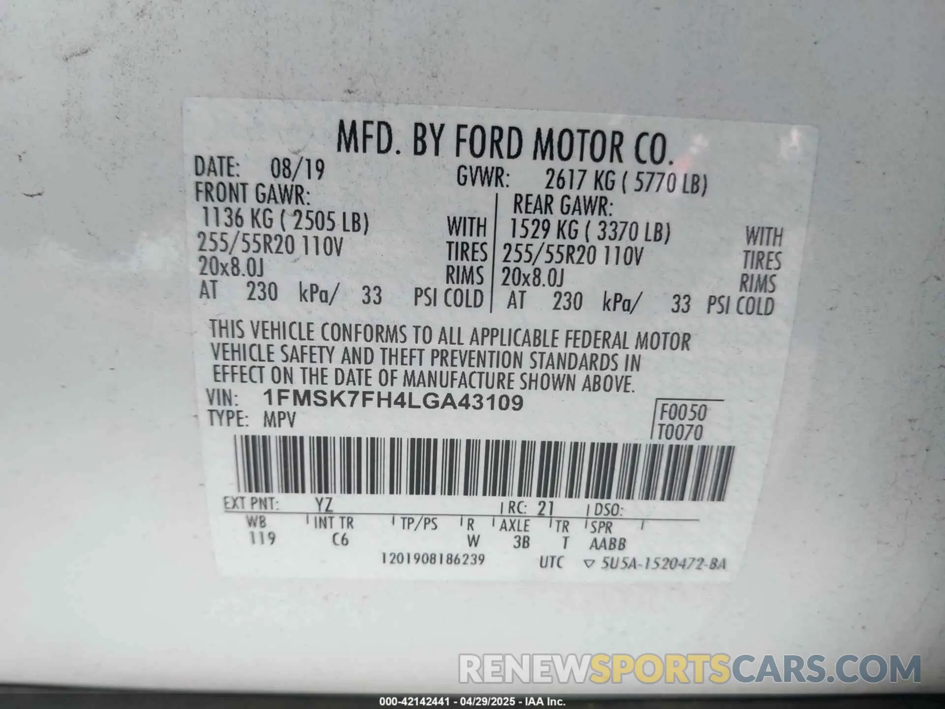 9 Photograph of a damaged car 1FMSK7FH4LGA43109 FORD EXPLORER 2020