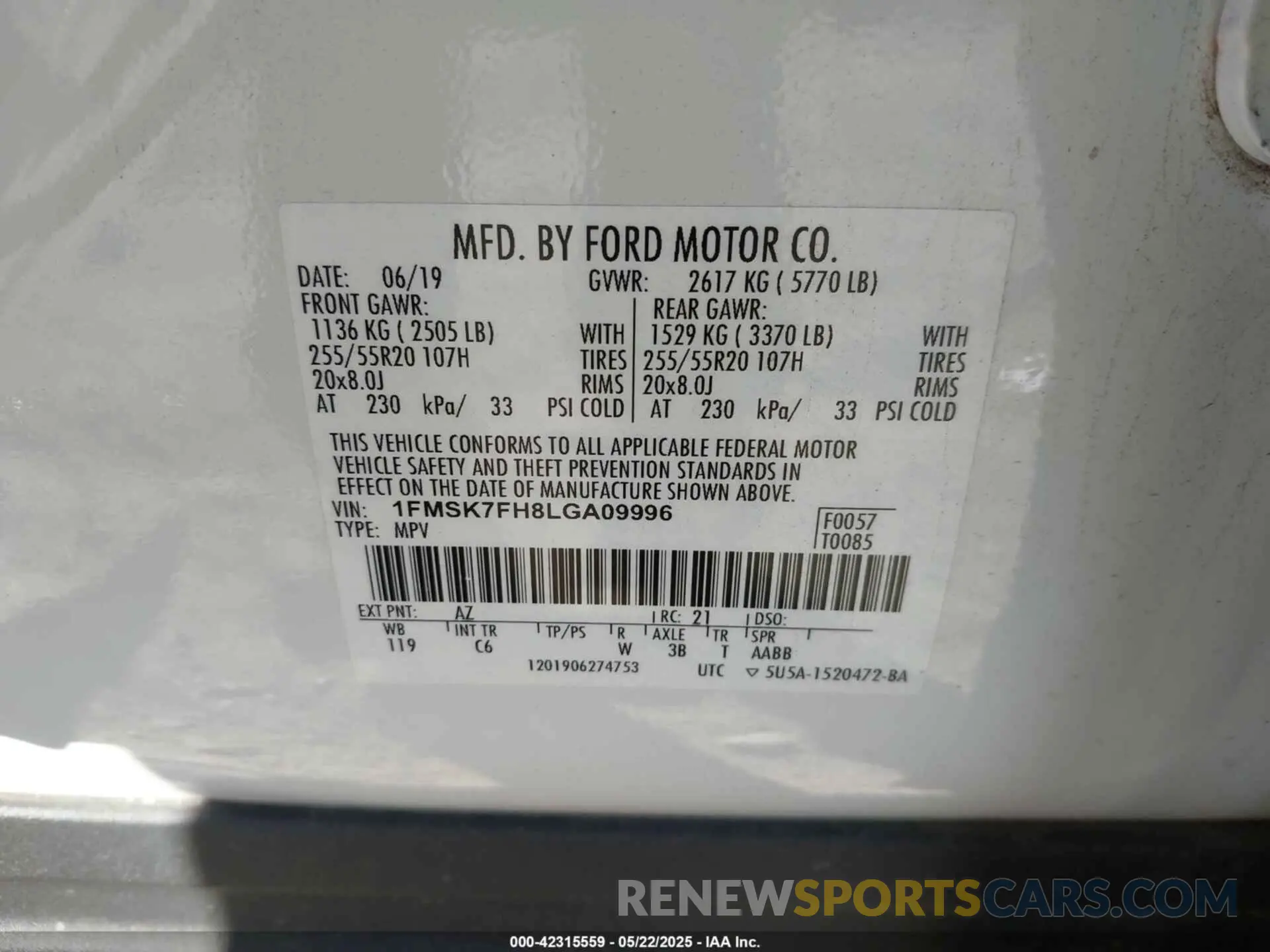 9 Photograph of a damaged car 1FMSK7FH8LGA09996 FORD EXPLORER 2020