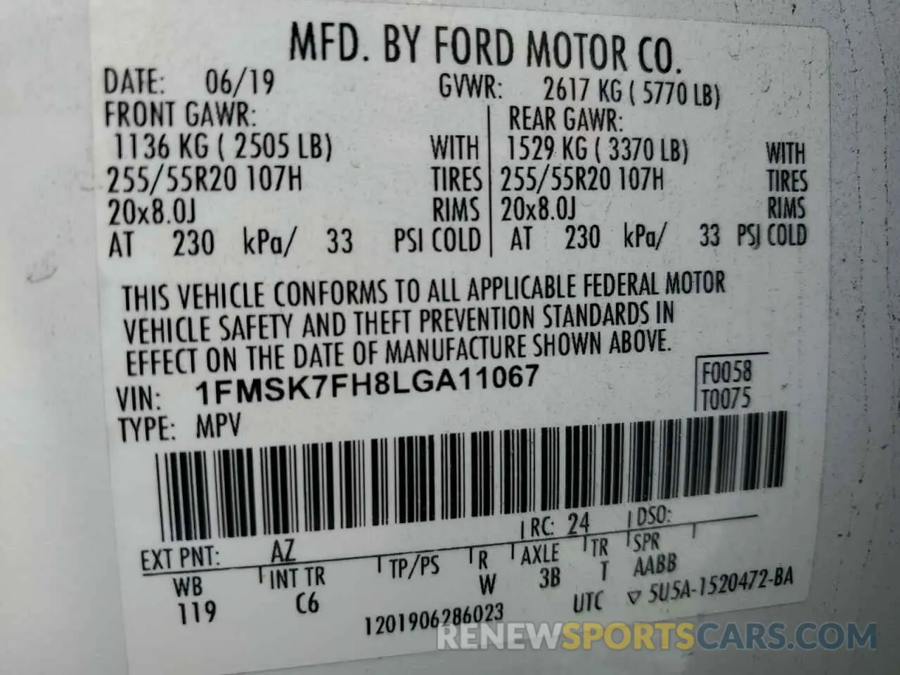 16 Photograph of a damaged car 1FMSK7FH8LGA11067 FORD EXPLORER 2020