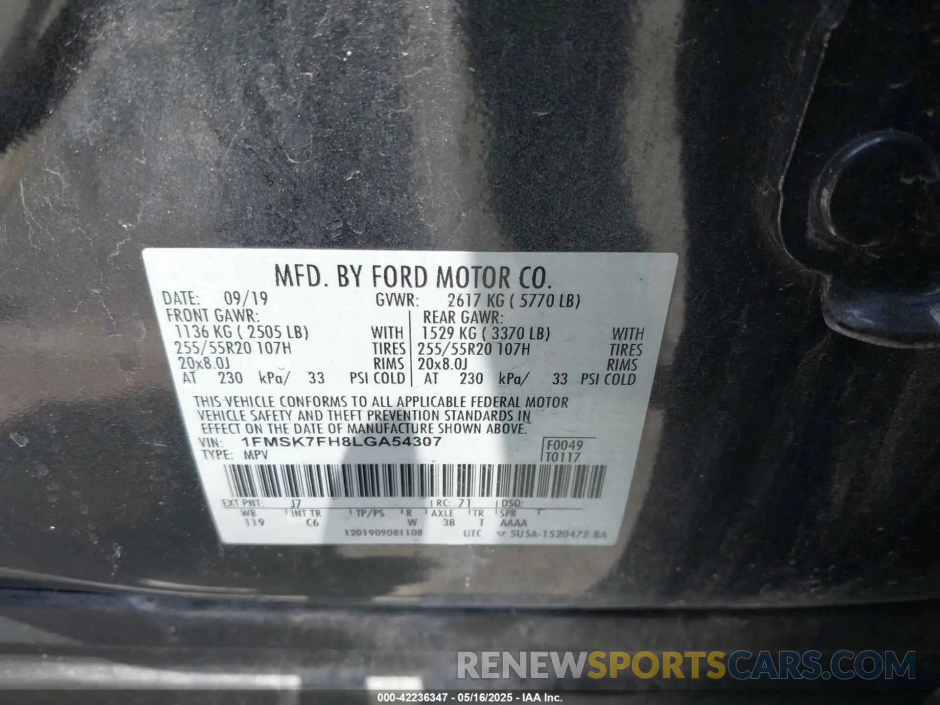 9 Photograph of a damaged car 1FMSK7FH8LGA54307 FORD EXPLORER 2020