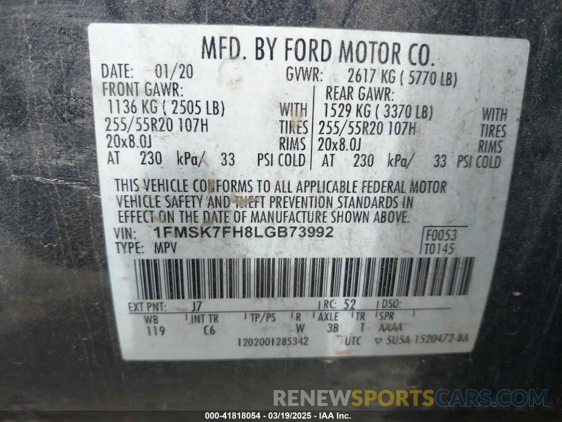 9 Photograph of a damaged car 1FMSK7FH8LGB73992 FORD EXPLORER 2020