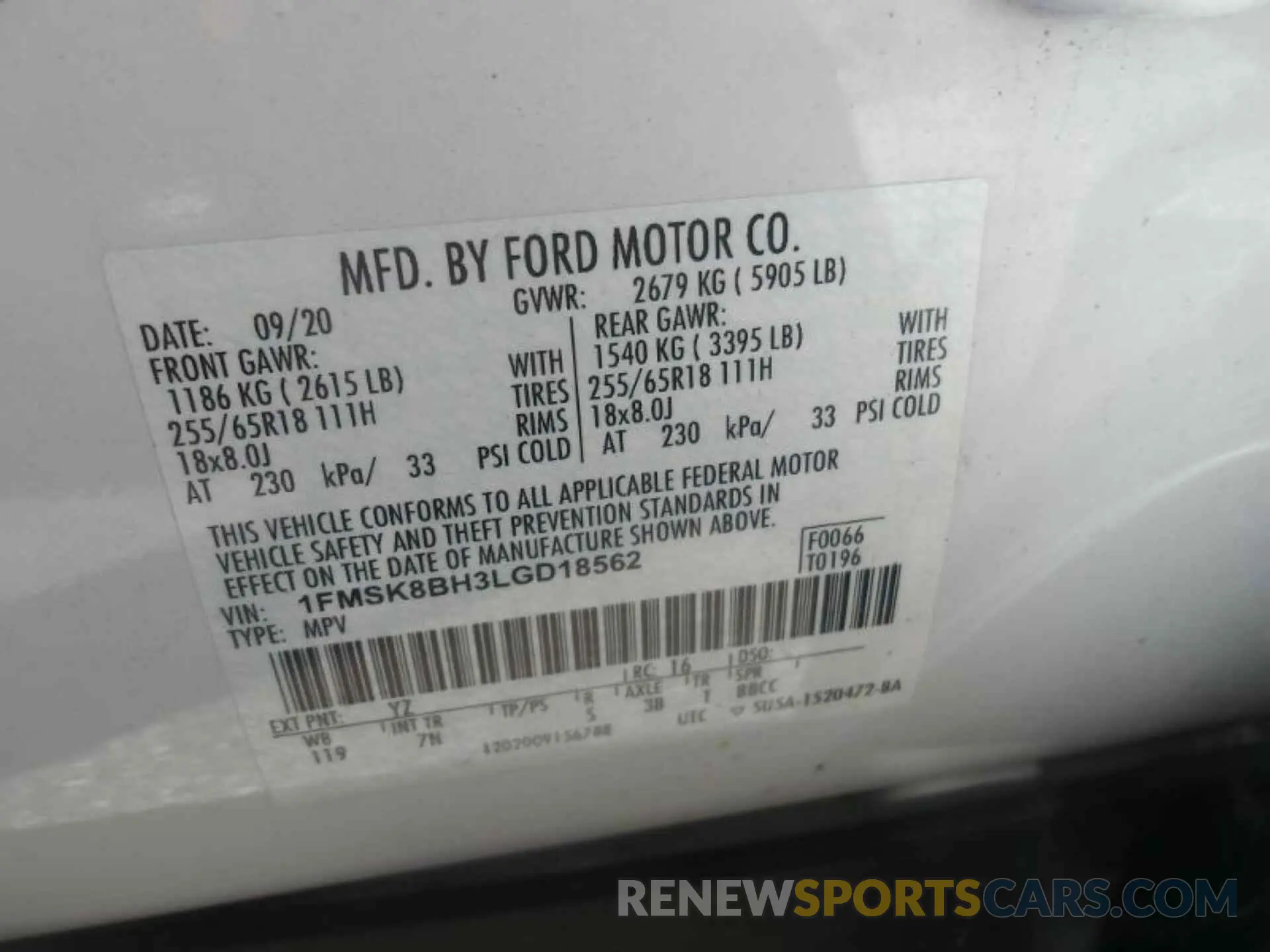 2 Photograph of a damaged car 1FMSK8BH3LGD18562 FORD EXPLORER 2020