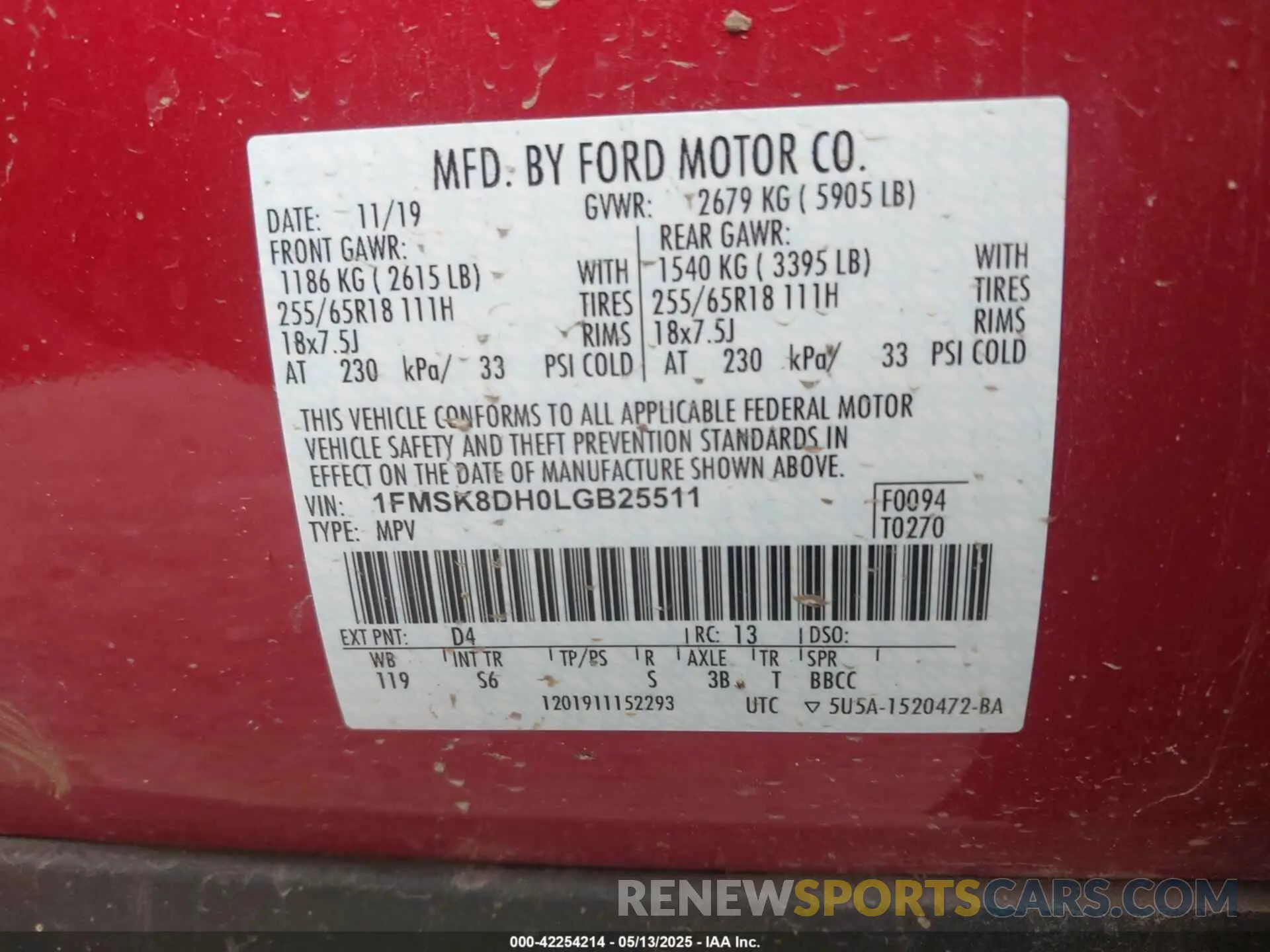 9 Photograph of a damaged car 1FMSK8DH0LGB25511 FORD EXPLORER 2020