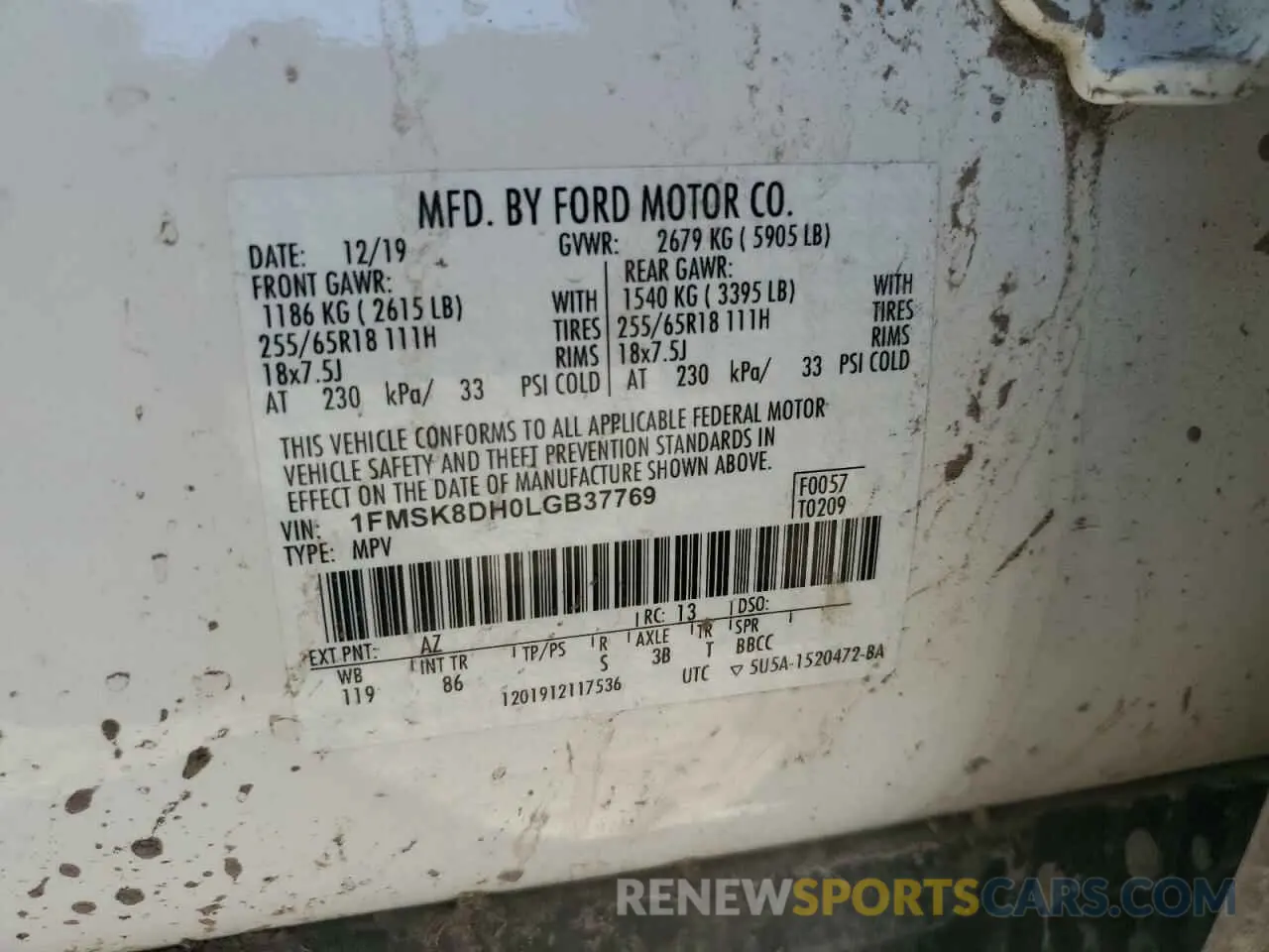 15 Photograph of a damaged car 1FMSK8DH0LGB37769 FORD EXPLORER 2020