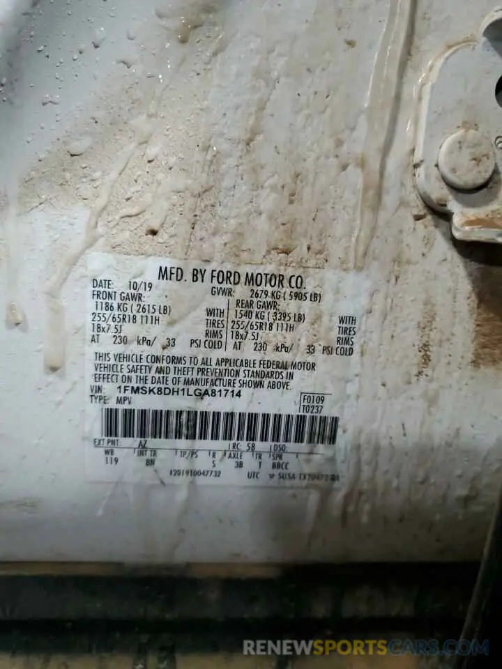 13 Photograph of a damaged car 1FMSK8DH1LGA81714 FORD EXPLORER 2020