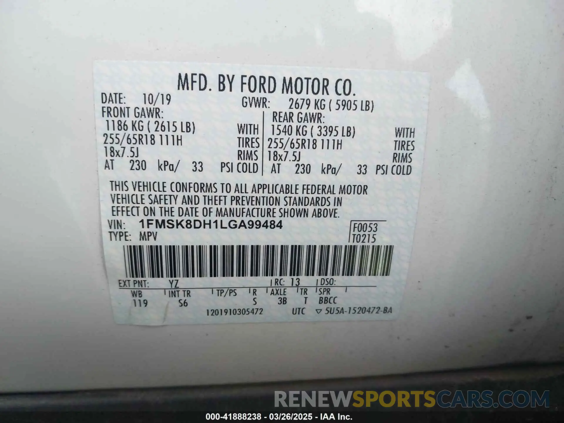 9 Photograph of a damaged car 1FMSK8DH1LGA99484 FORD EXPLORER 2020