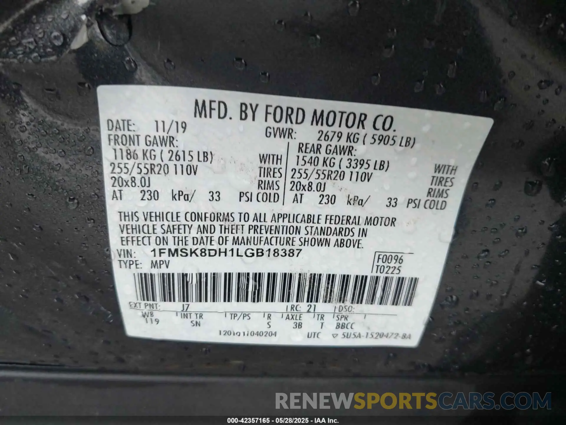 9 Photograph of a damaged car 1FMSK8DH1LGB18387 FORD EXPLORER 2020