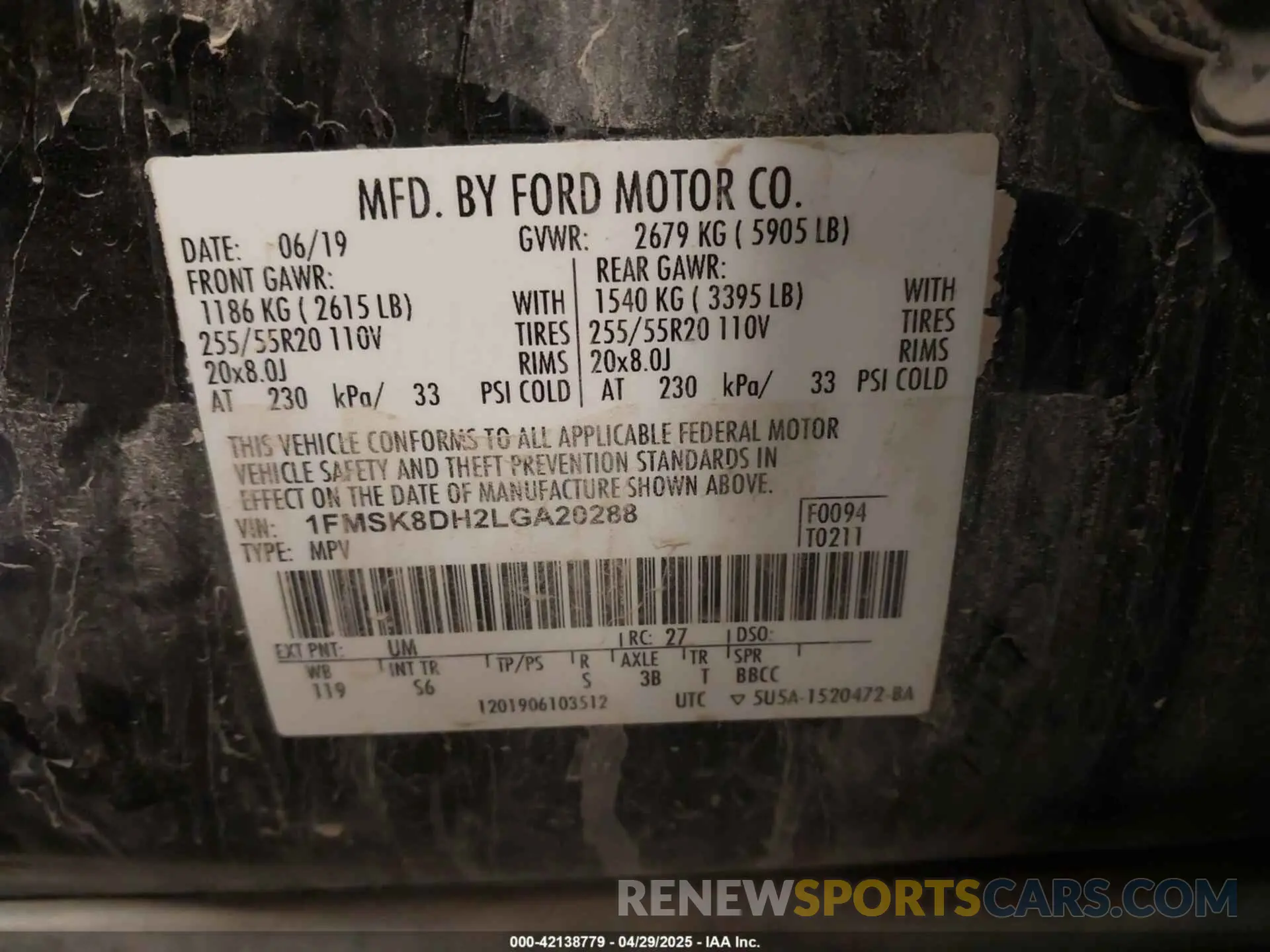 9 Photograph of a damaged car 1FMSK8DH2LGA20288 FORD EXPLORER 2020