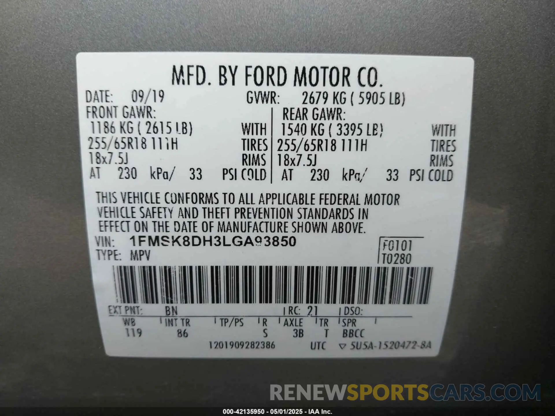 9 Photograph of a damaged car 1FMSK8DH3LGA93850 FORD EXPLORER 2020